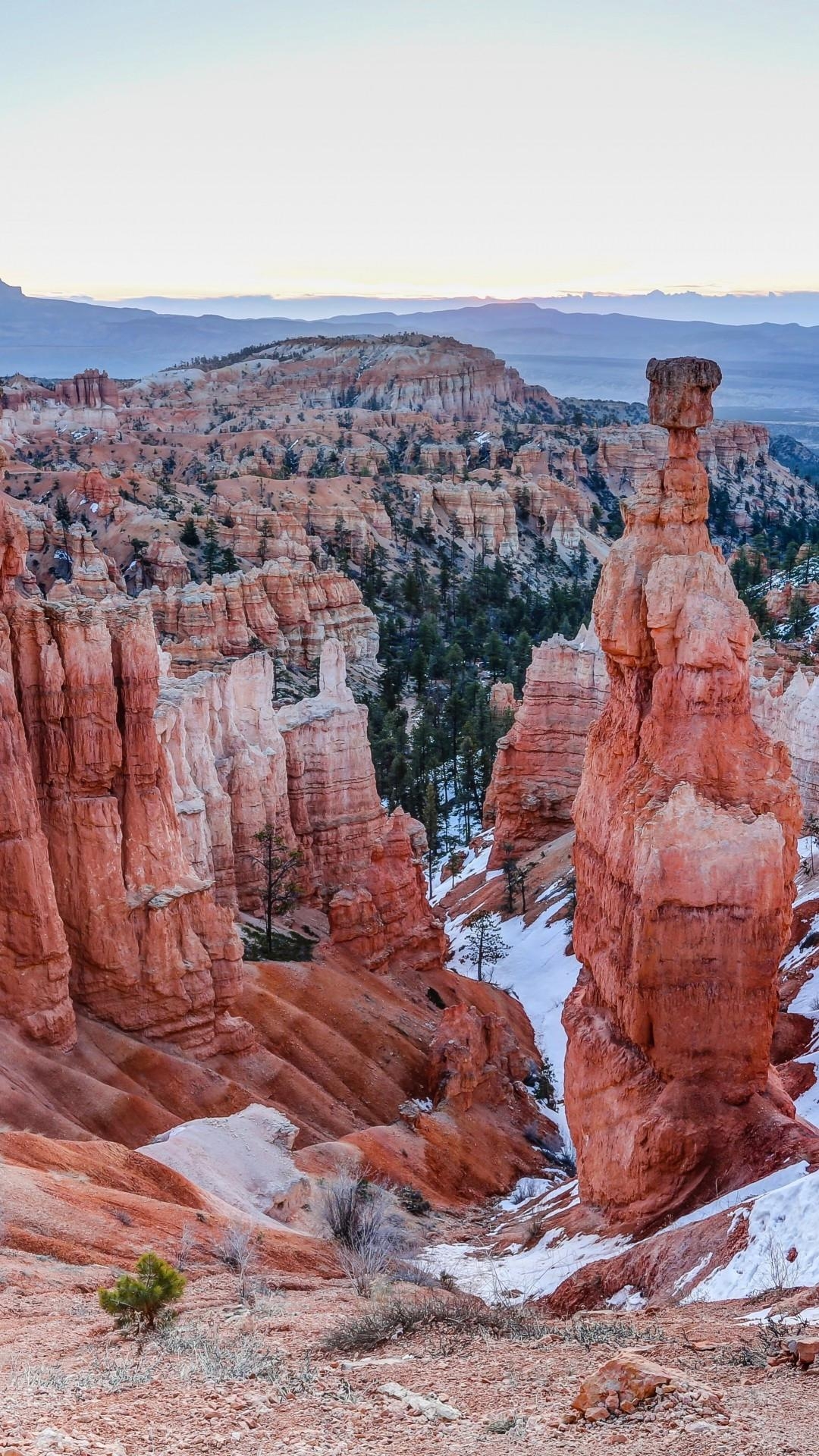 Bryce Canyon, Schnee, Klippe, Reisen, Utah, 1080x1920 Full HD Handy