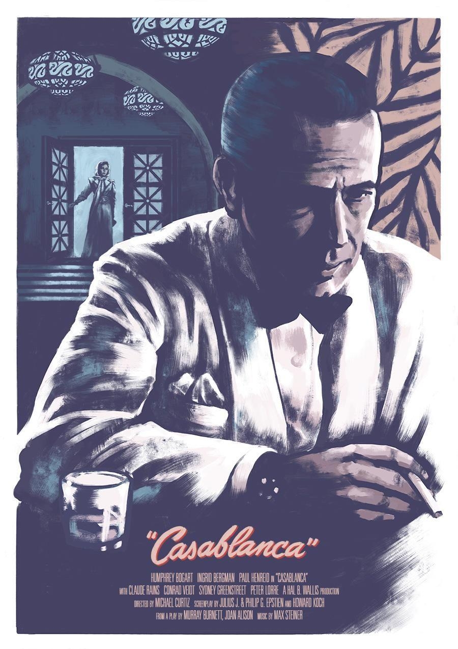 Casablanca, Poster, Illustration, 1942, Klassiker, 900x1280 HD Handy