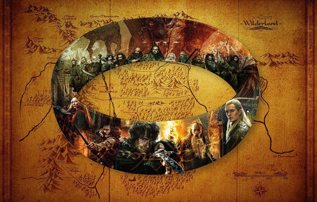 Hobbit, Bilbo Beutlin, Legolas, Tauriel, Karte, 1340x850 HD Desktop