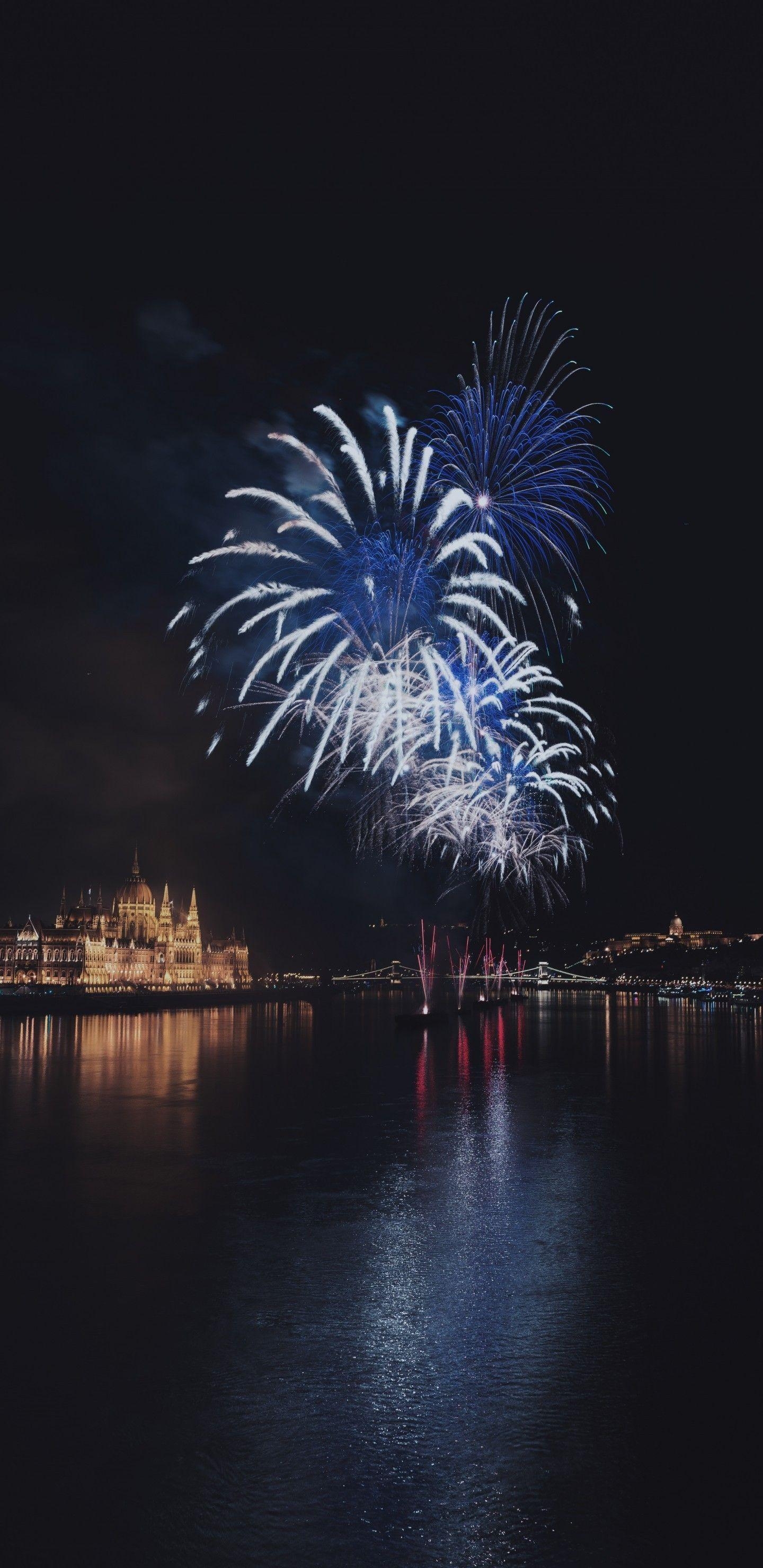 Feuerwerk, Budapest, Ungarn, Nacht, Feier, 1440x2960 HD Handy