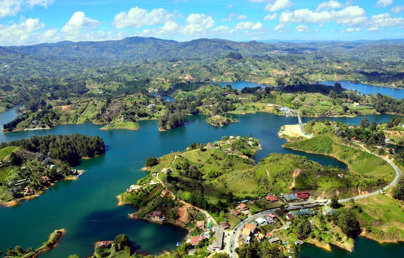 Flußpanorama, Kolumbien Inseln, Guatapé, Reisen, Natur, 1340x850 HD Desktop