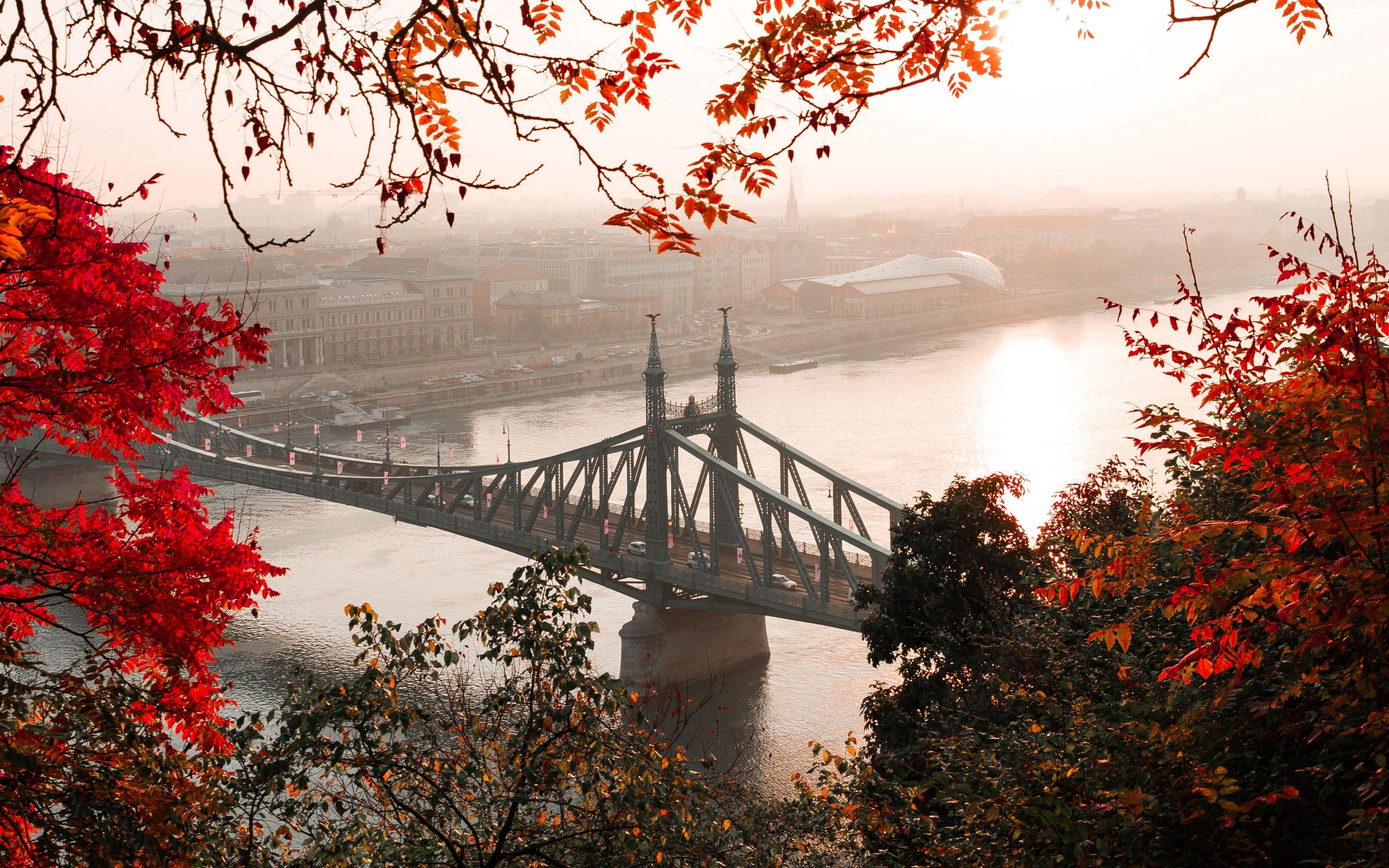 Brücke, Herbst, Stadt, Citadella, Ungarn, 3840x2400 4K Desktop