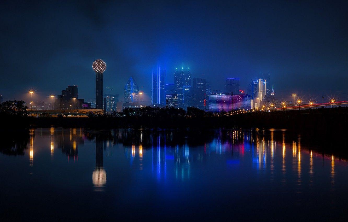 Dallas Texas, Nacht, Stadtlichter, Panorama, Reisen, 1340x850 HD Desktop