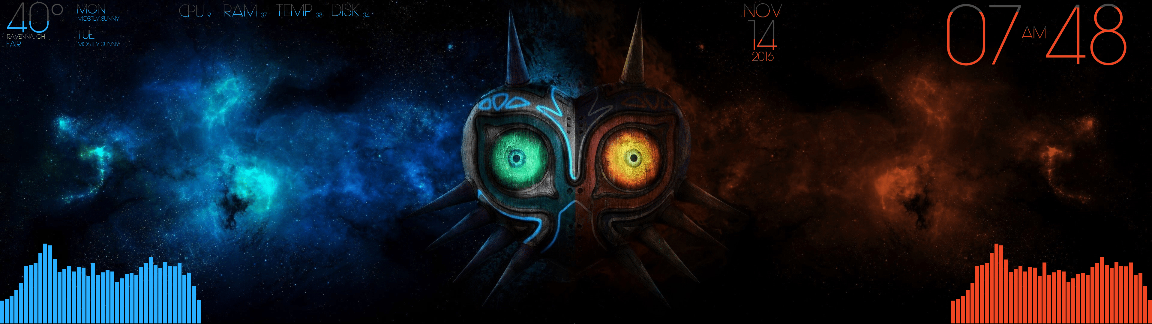 Majora's Mask, Dual Monitor, Gaming, Zelda, Wallpaper, 3840x1080 Dual Screen Desktop