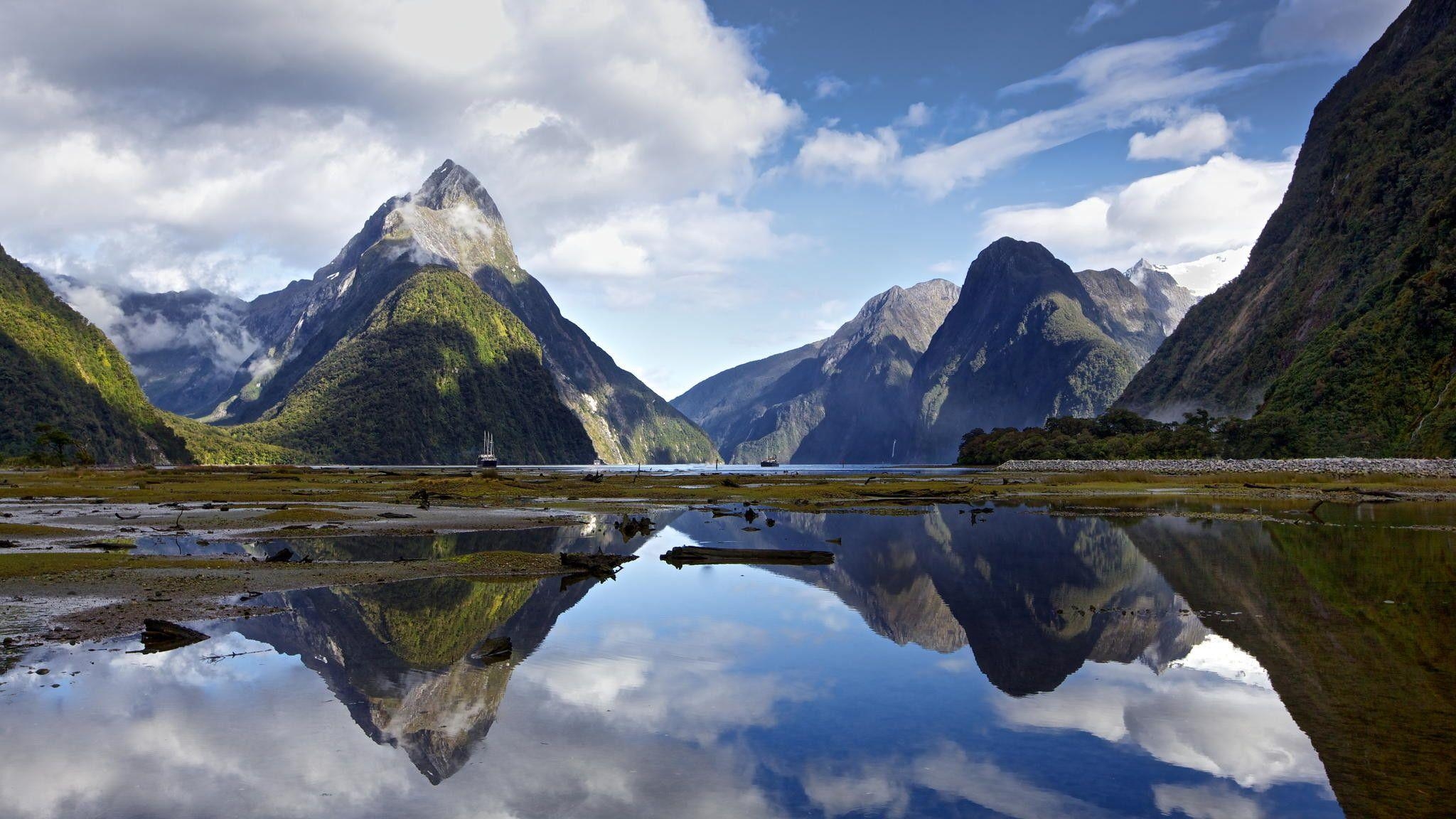 Milford Sound, Neuseelandschönheit, Hintergrund, Fjord, Naturkulisse, 2050x1160 HD Desktop