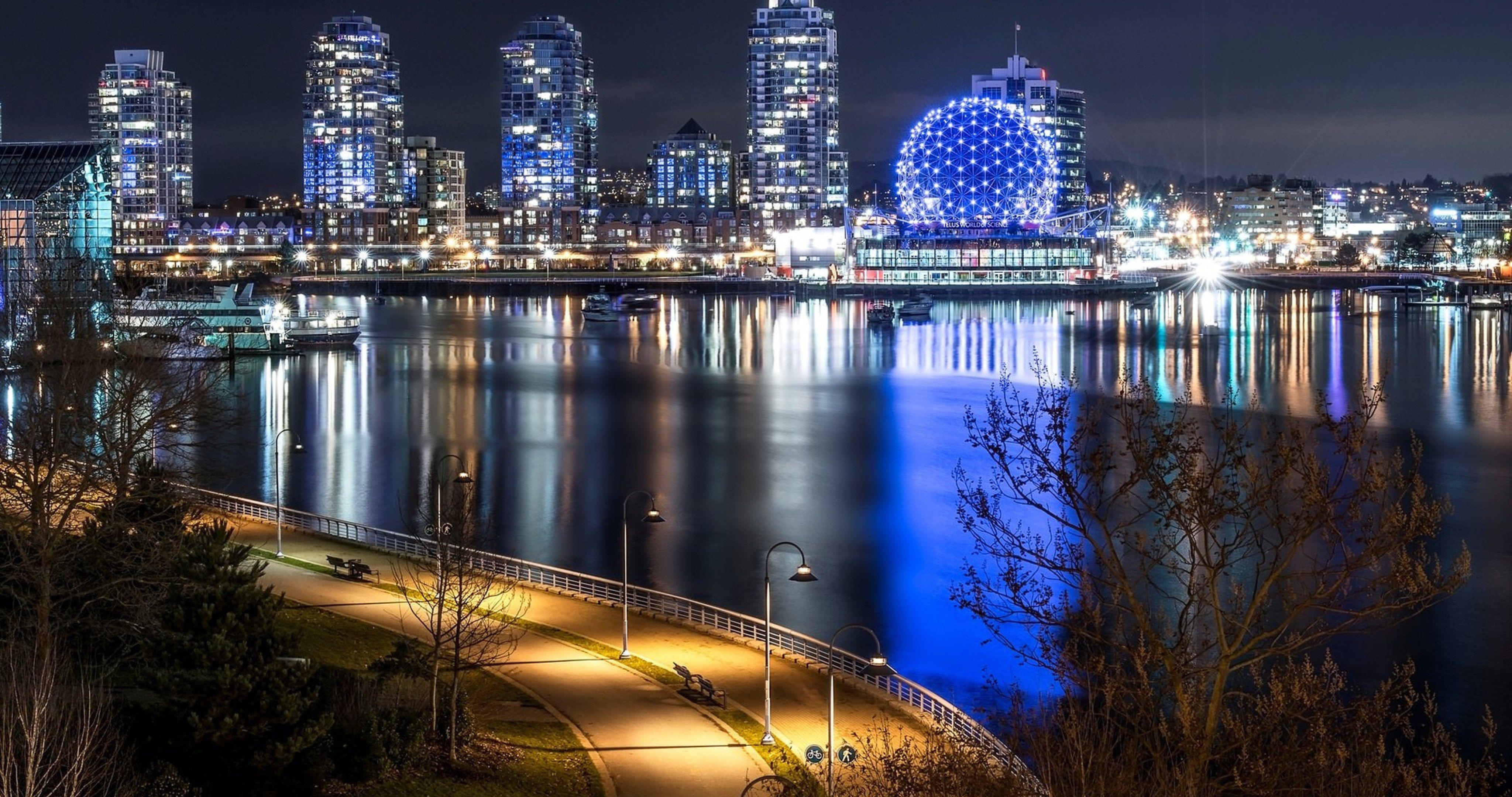 Vancouver, Nacht, 4K, Stadtbild, Kanada, 4100x2160 4K Desktop