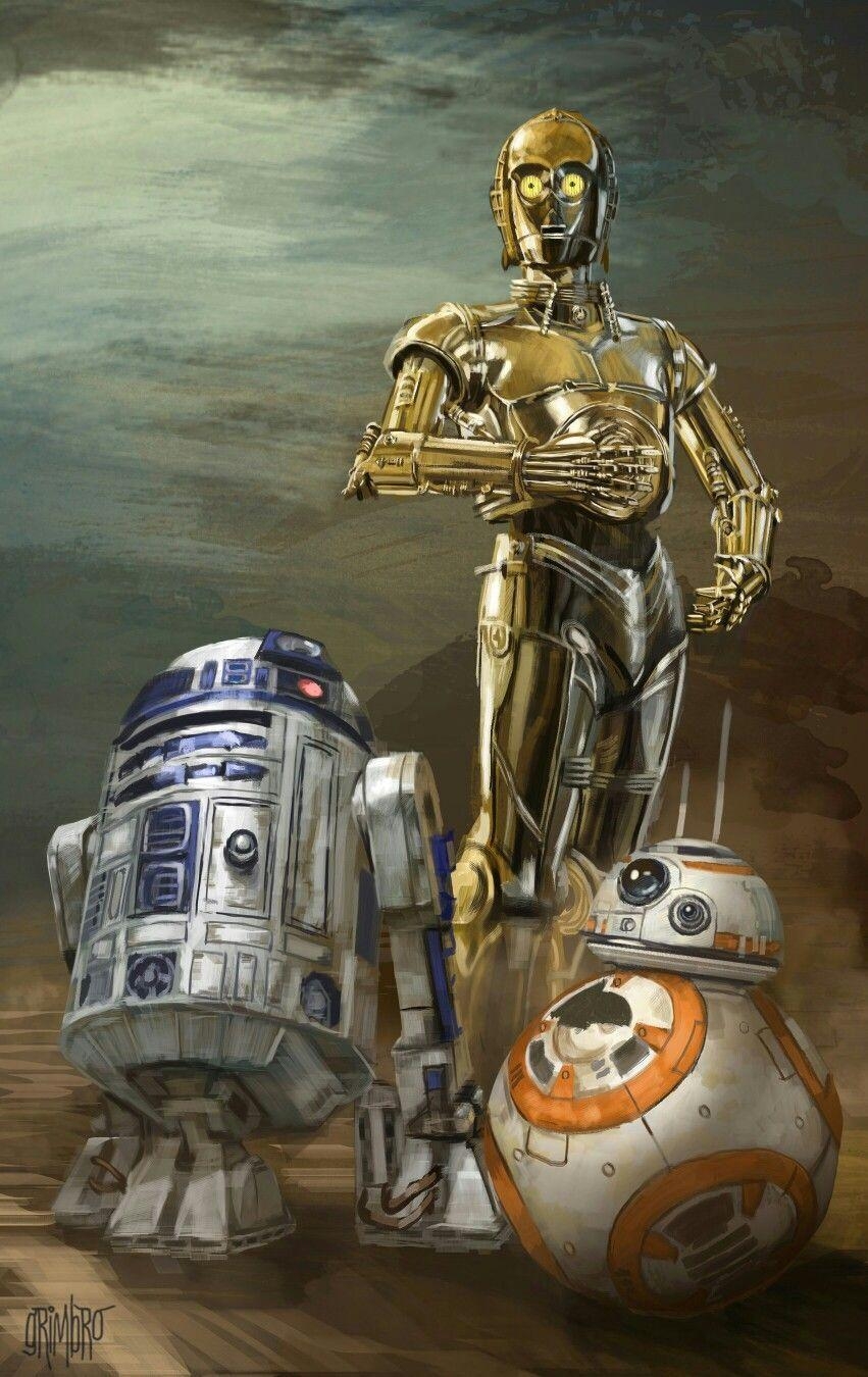 R2-D2, C-3PO, BB-8, Star Wars, Sci-Fi, 860x1350 HD Handy