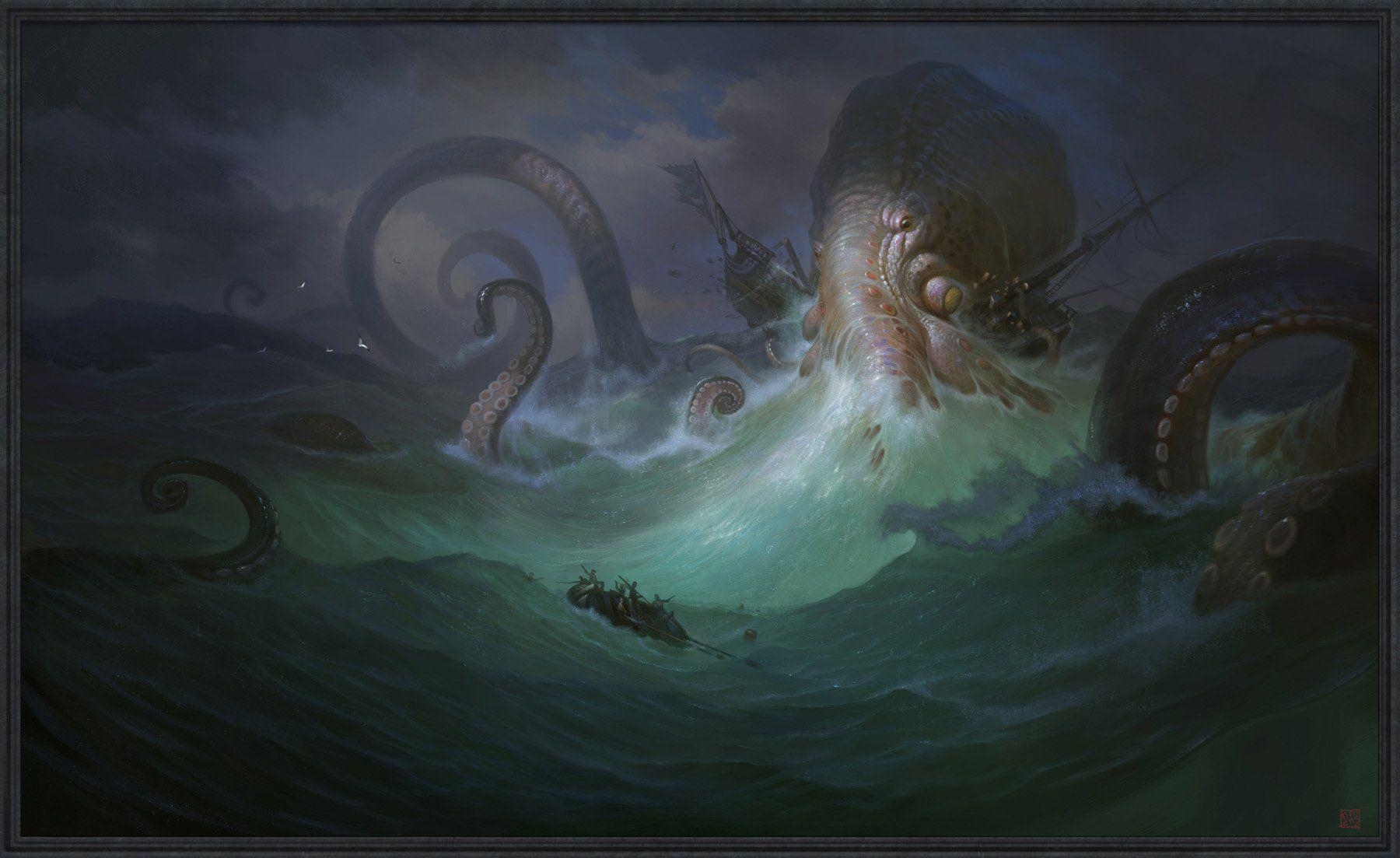 Kraken, das Kraken, geheimnisvoll, Ozean, Sagen, 1800x1110 HD Desktop