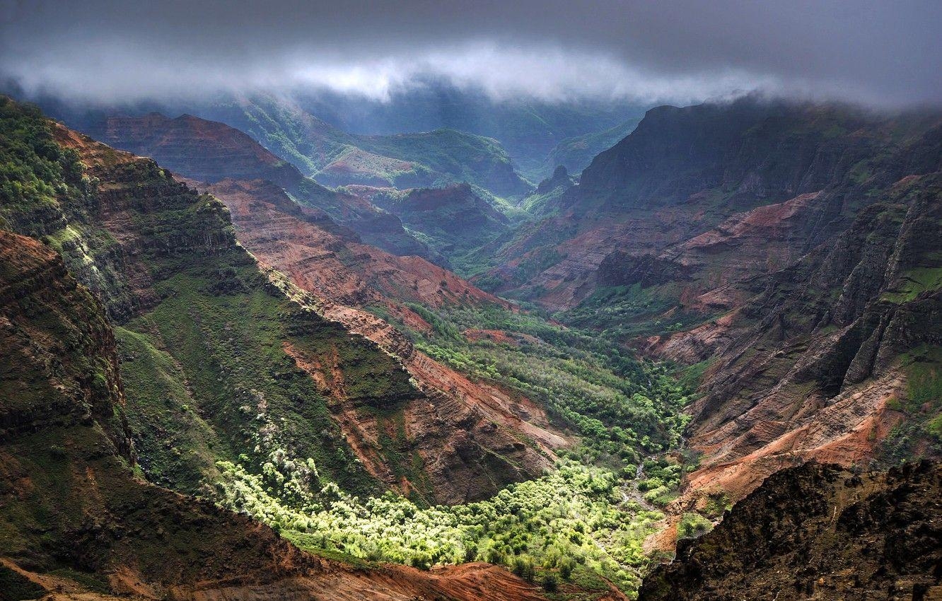 Kauai, Insel, Wolken, Berge, Hawaii, 1340x850 HD Desktop