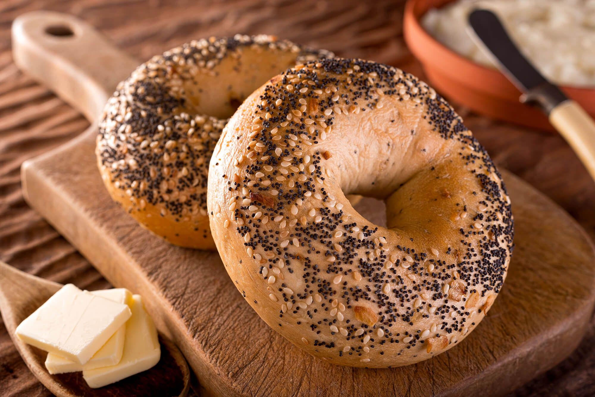 Bagel Brötchen, Leckeres, Bäckerei, Frühstück, Essen, 2000x1340 HD Desktop