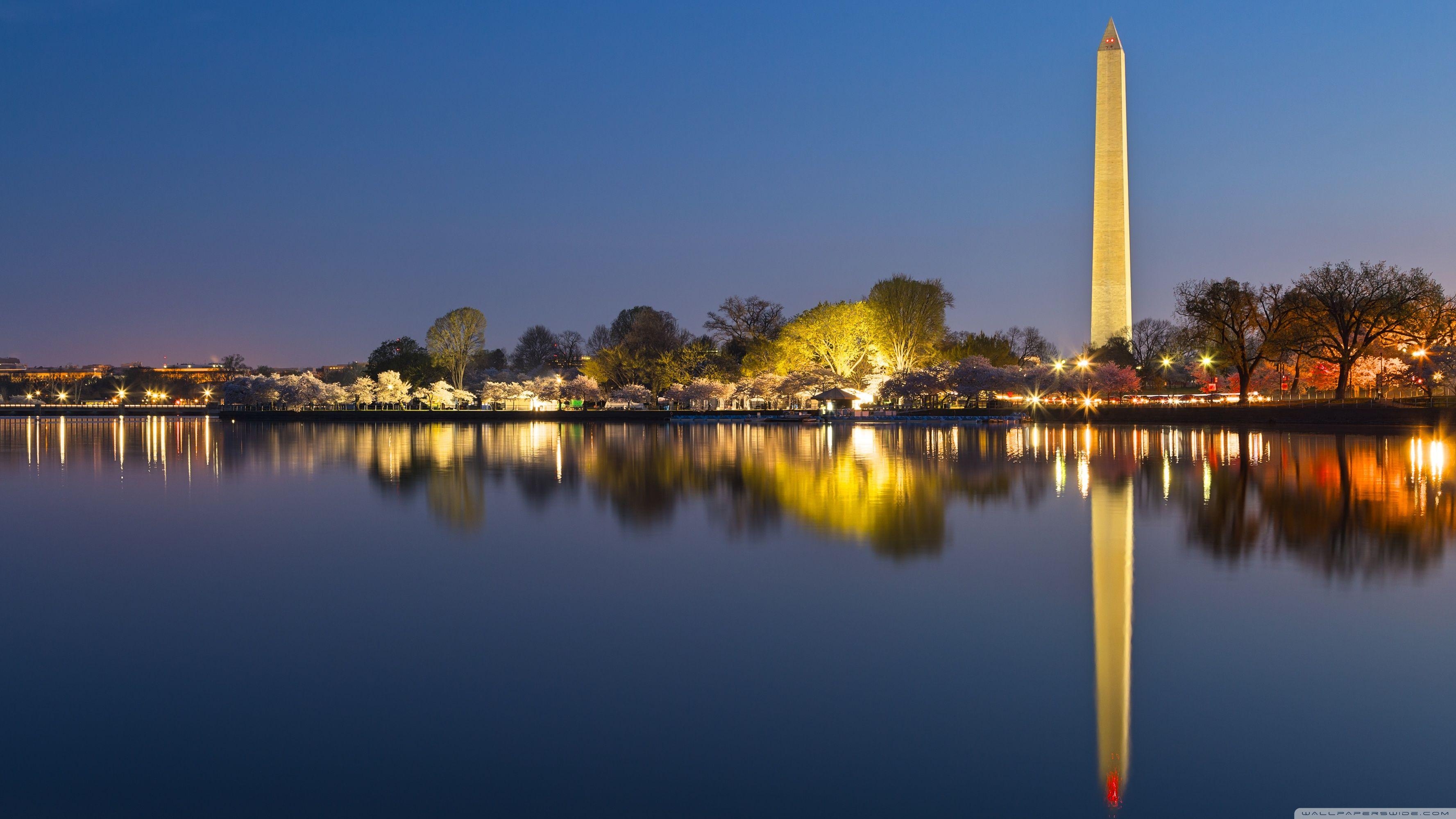 Washington DC, Nächtliche Memorials, 4K, USA, Hauptstadt, 3560x2000 HD Desktop