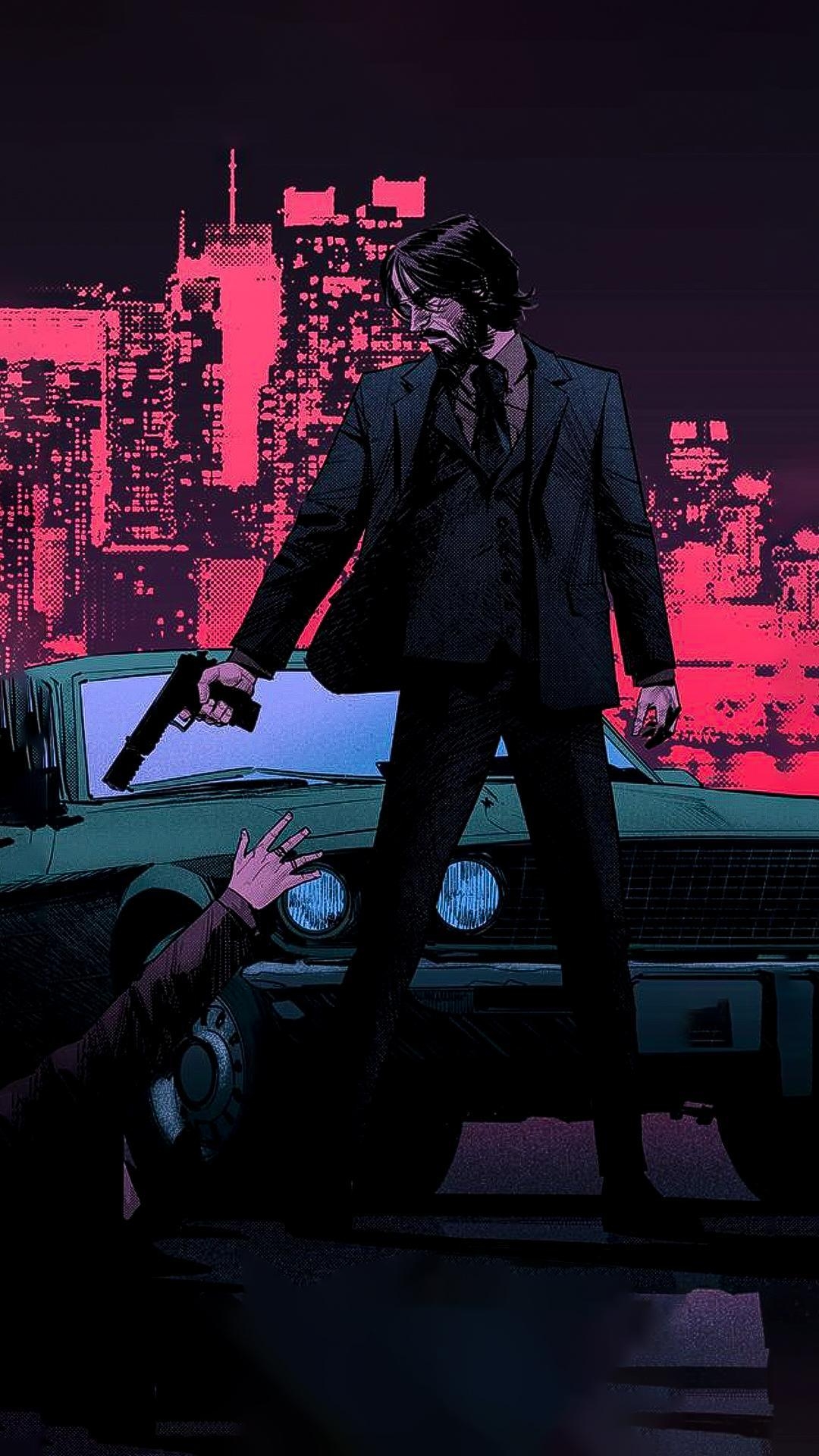 John Wick, Keanu Reeves, Custom, Film, Wallpaper, 1080x1920 Full HD Handy