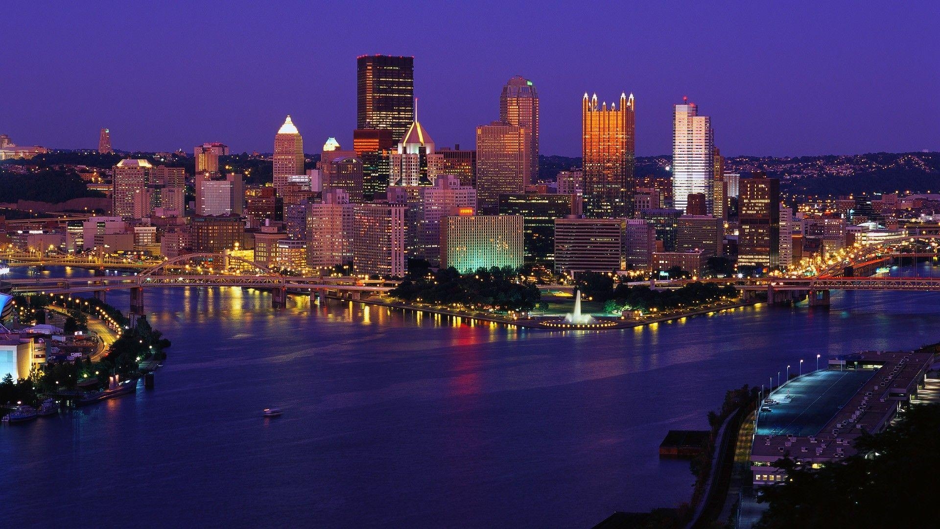 Pittsburgh, Pennsylvania, USA, Skyline, Stadthintergrund, 1920x1080 Full HD Desktop