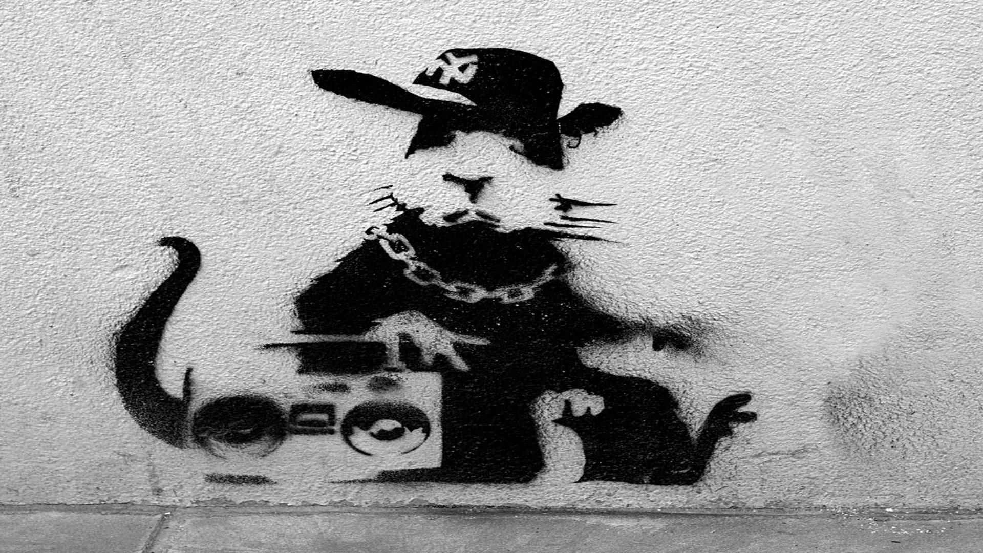 Banksy Kunst, Street Art, Graffiti, Banksy Ratte, Urban Kunst, 1920x1080 Full HD Desktop