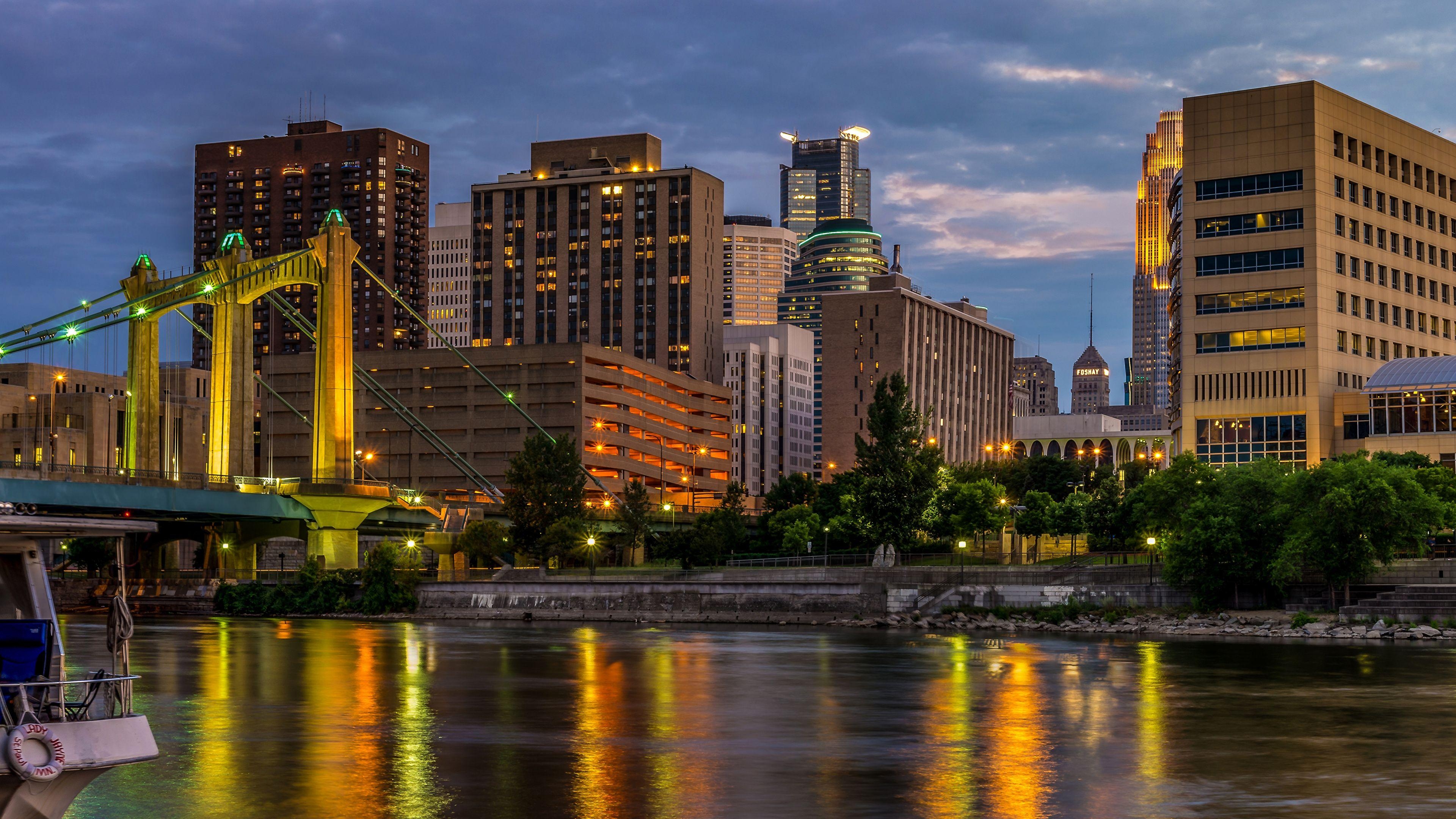 Mississippi, Minneapolis, Flusslandschaft, USA, Desktop Hintergrund, 3840x2160 4K Desktop