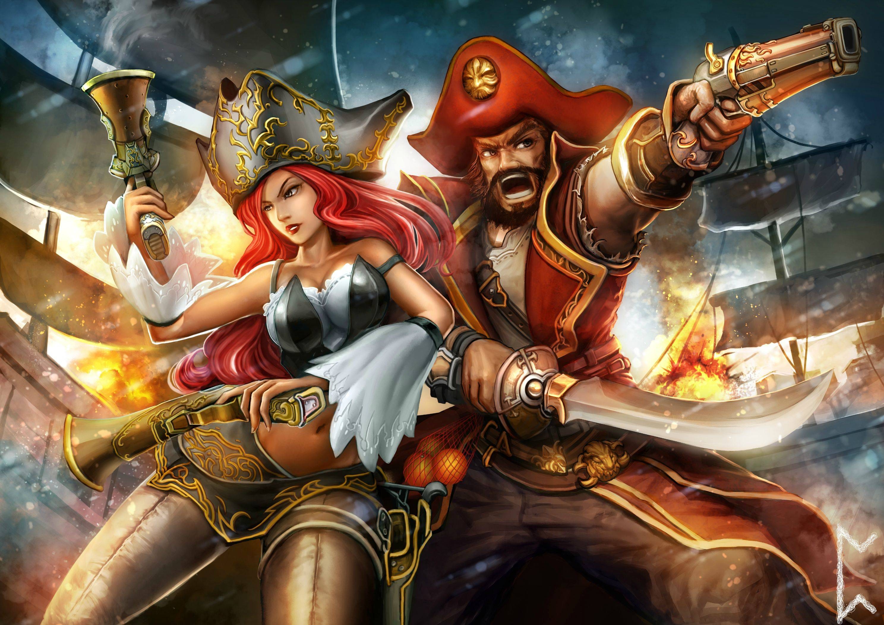 Gangplank, Miss Fortune, League of Legends, Gaming, Bild, 2980x2110 HD Desktop