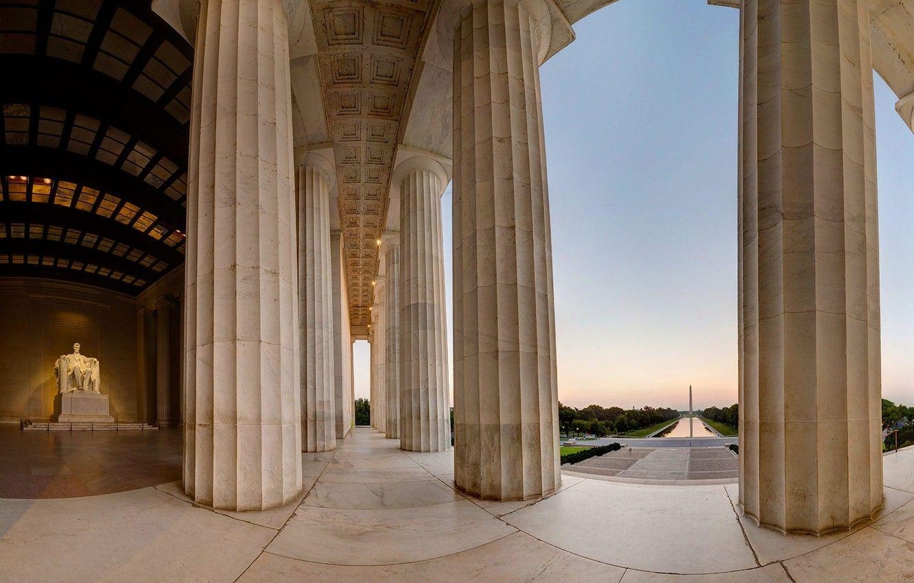 Spalten, Washington, Lincoln Memorial, USA, Architektur, 1340x850 HD Desktop