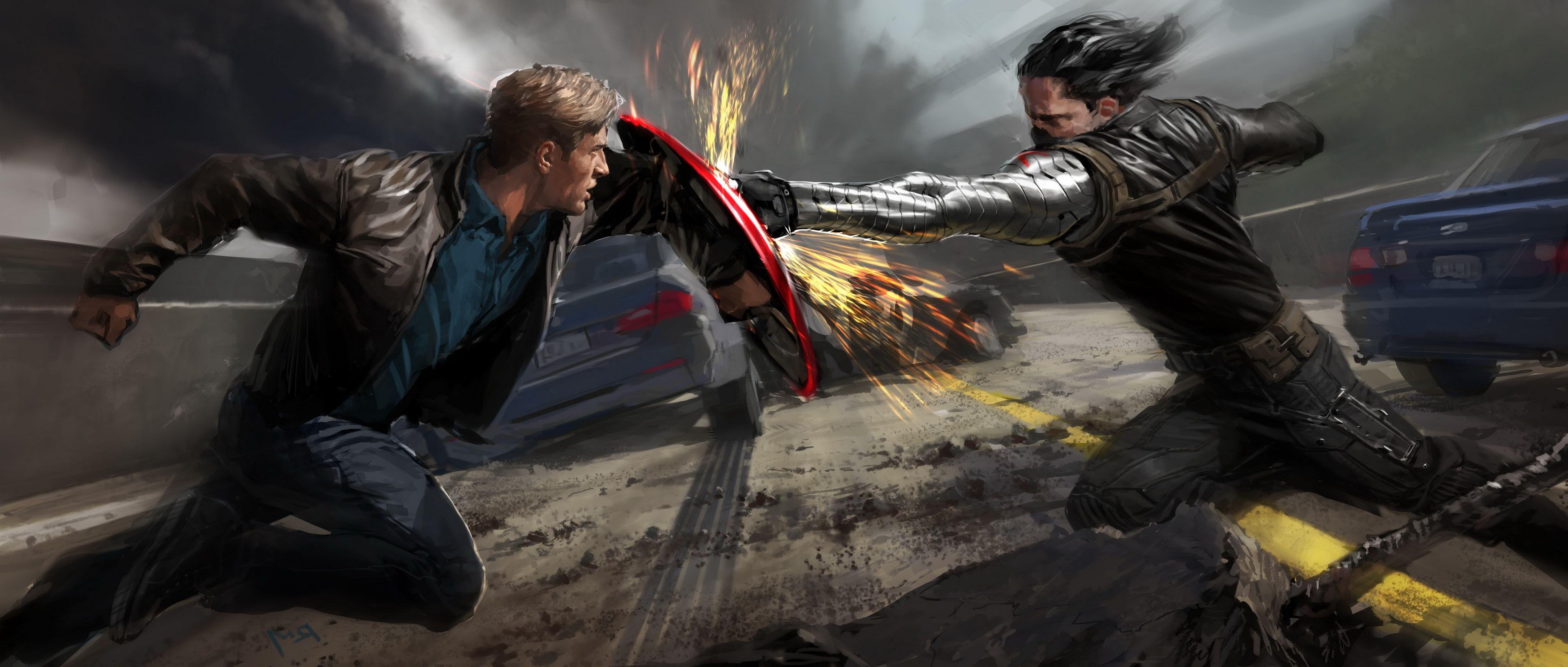 Captain America, Winter Soldier, HD, Marvel, Kino, 4000x1710 Dual Screen Desktop