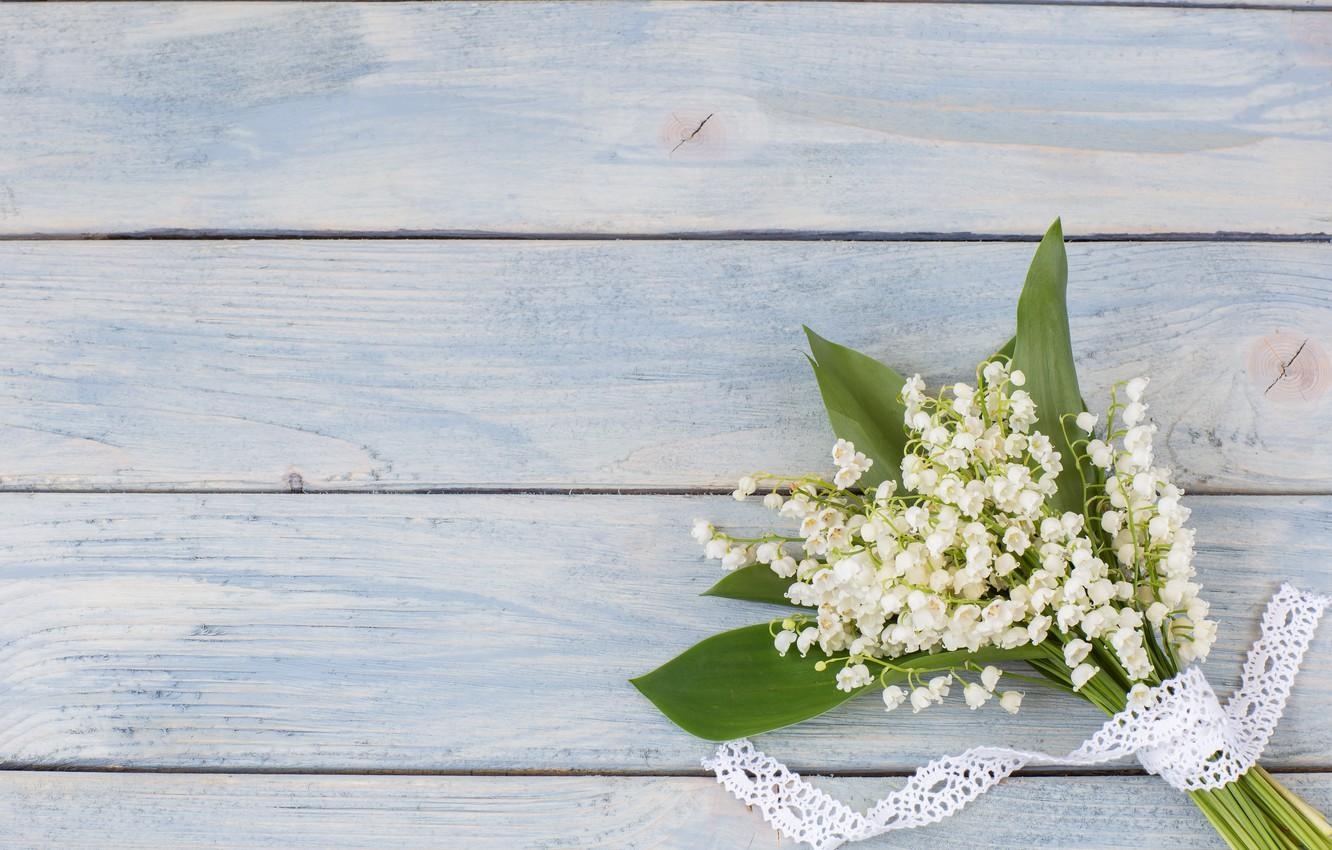 Frühling, Blumen, Weiß, Maiglöckchen, Holz, 1340x850 HD Desktop