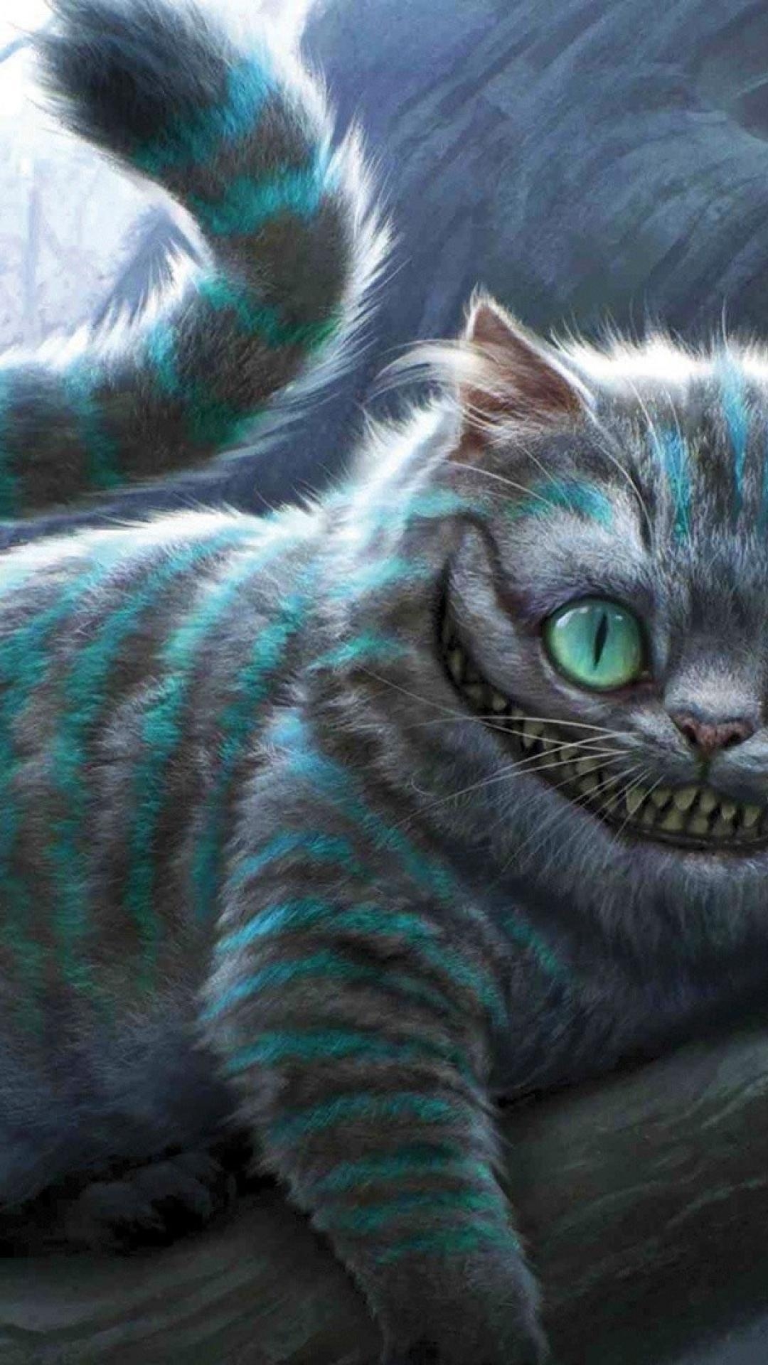 Alice im Wunderland, Cheshire Cat, Cartoon, Grinsekatze, Märchen, 1080x1920 Full HD Handy