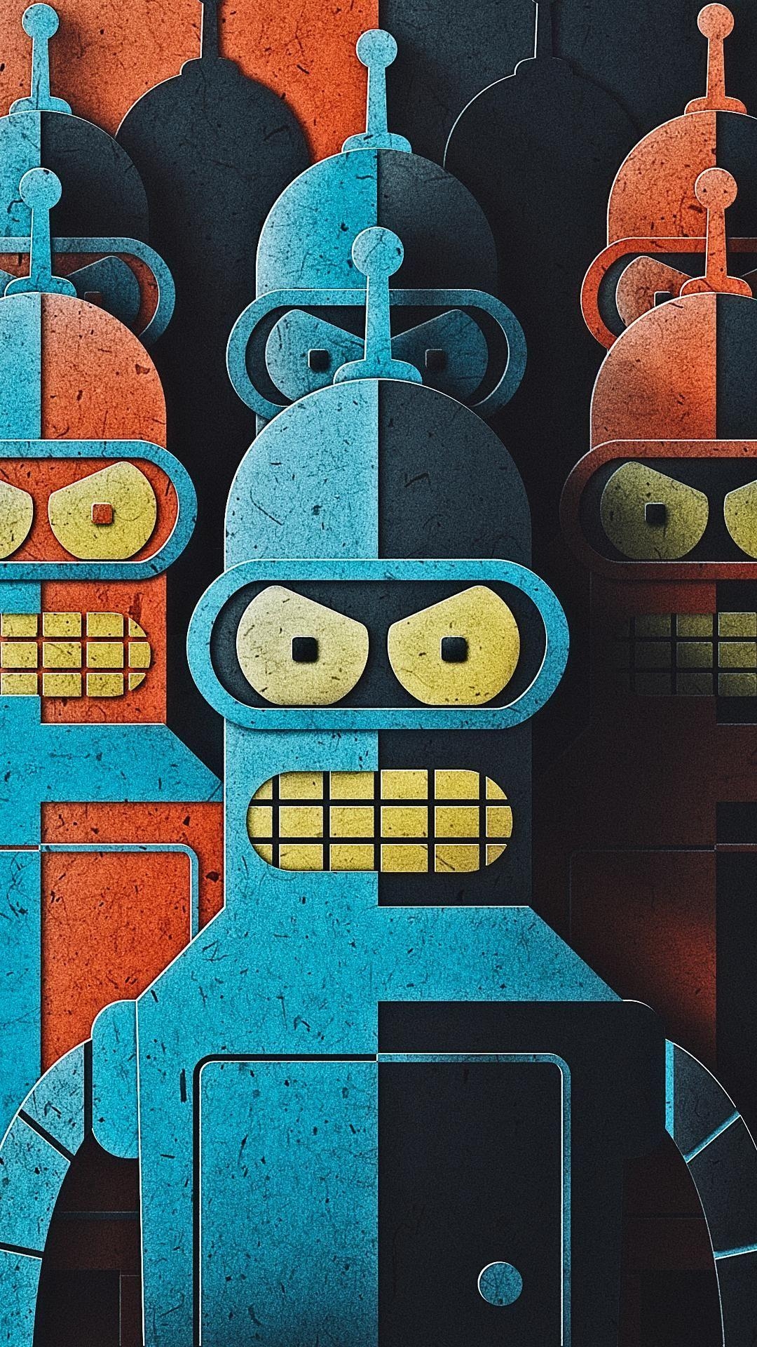 Futurama, Bender, Cartoon, Handy Hintergrund, Niedlich, 1080x1920 Full HD Handy