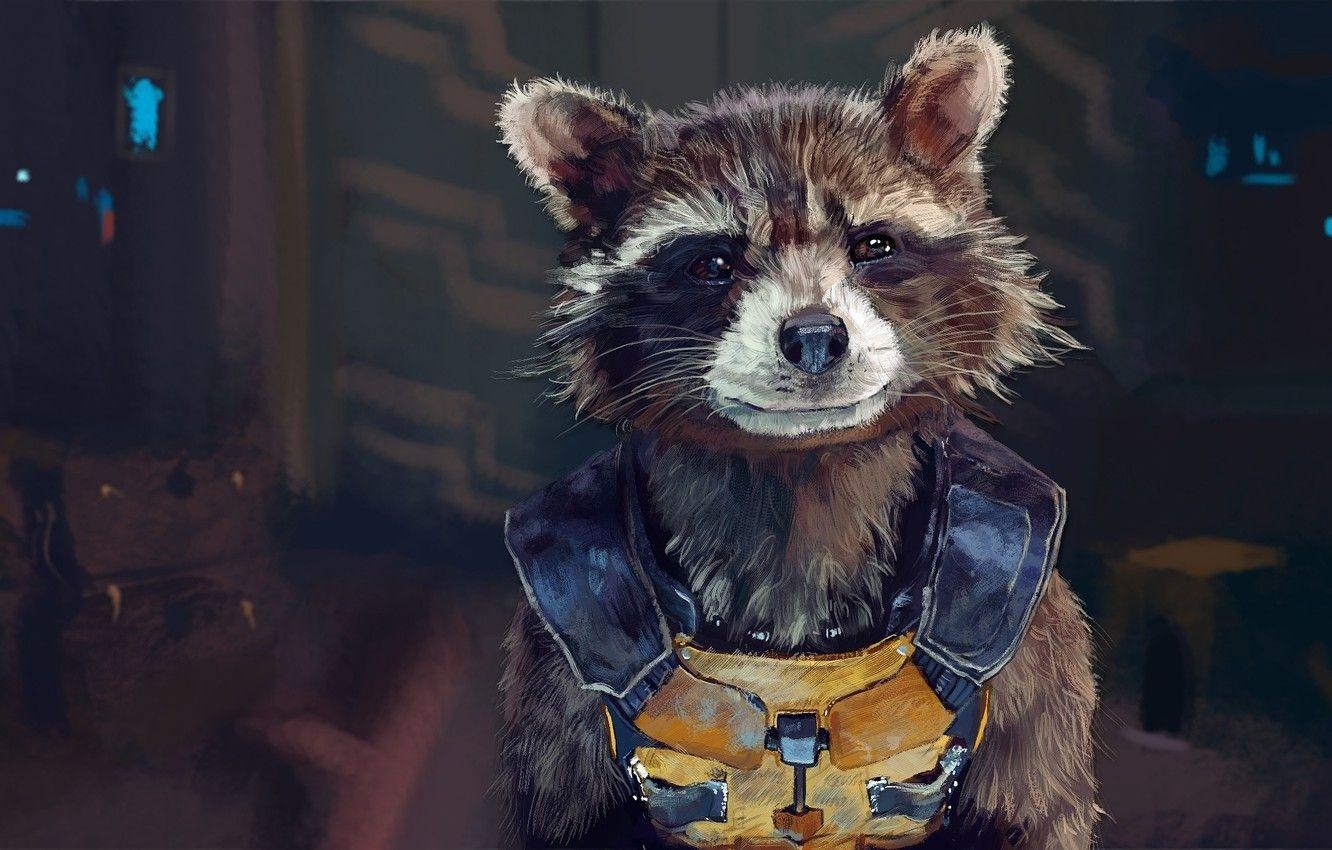 Rocket Raccoon, Guardians of the Galaxy, Kunst, Waschbär, Marvel, 1340x850 HD Desktop