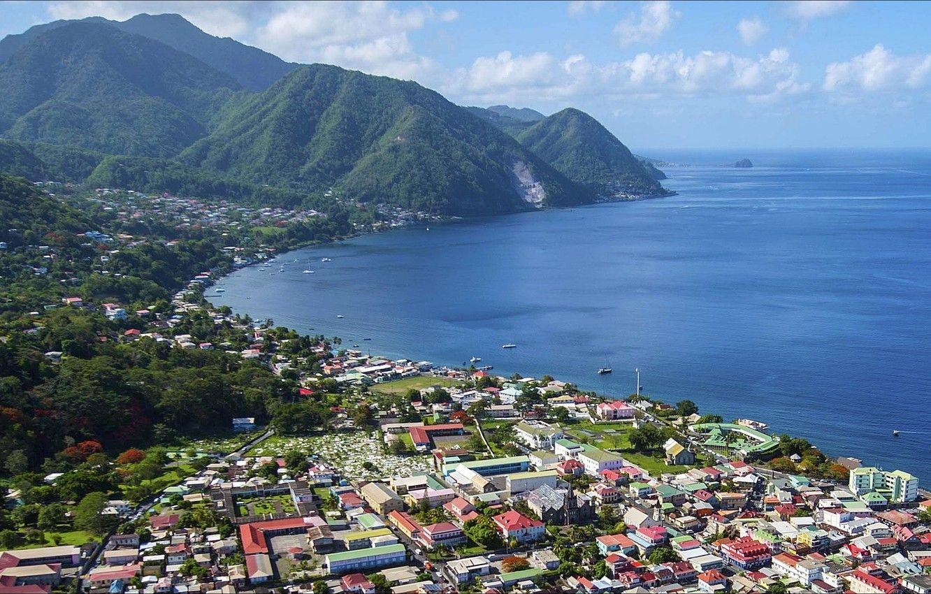 Dominica, Stadt, Meer, Berge, Natur, 1340x850 HD Desktop