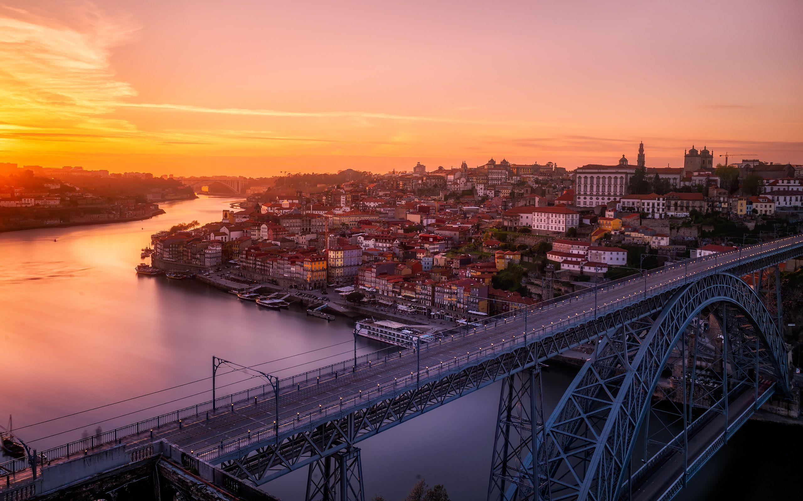 Portugal, Sonnenuntergang, Porto, Meer, Reisen, 2560x1600 HD Desktop