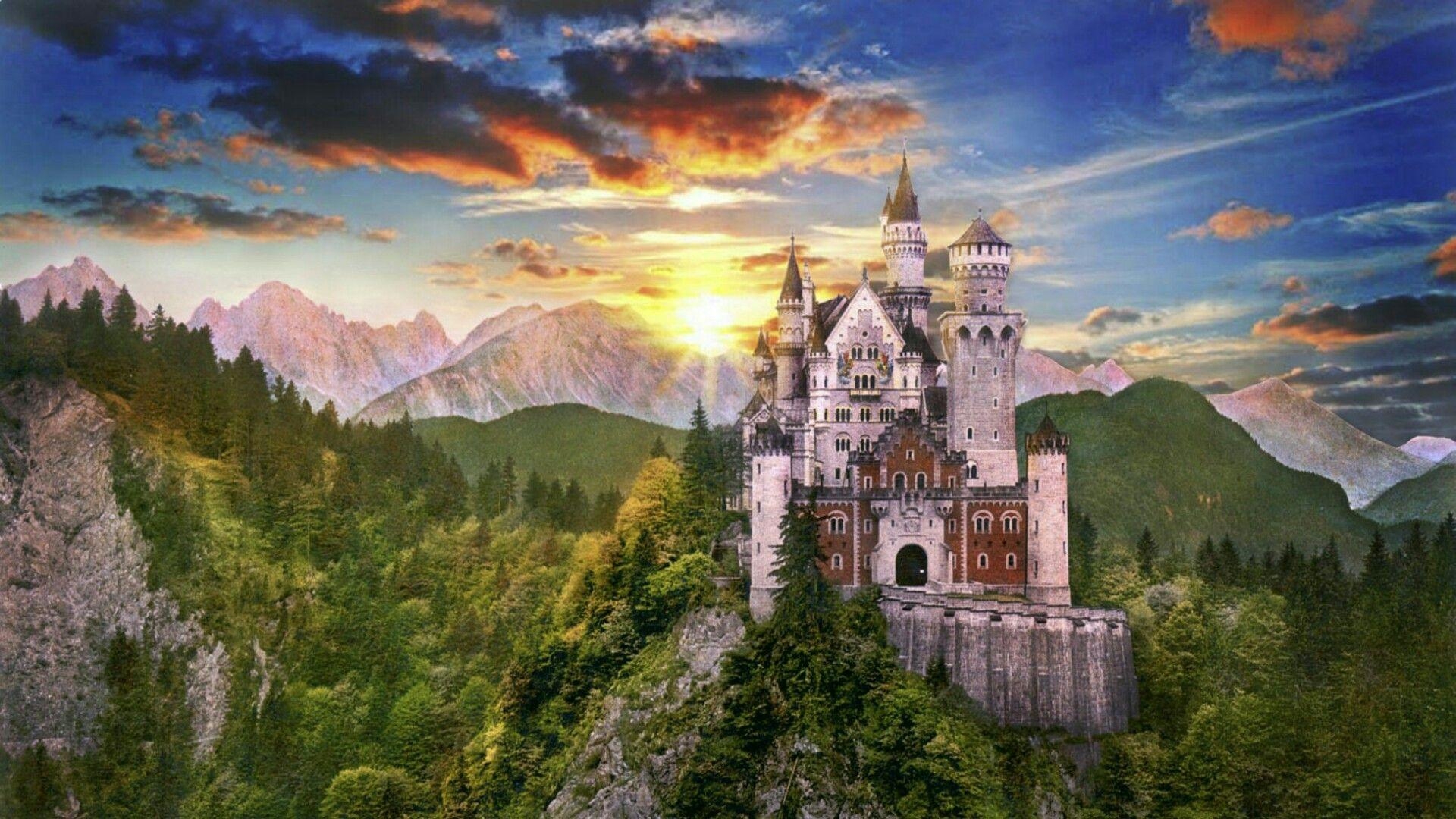 Neuschwanstein, Schloss, Hohenschwangau, Tal, Hintergrund, 1920x1080 Full HD Desktop