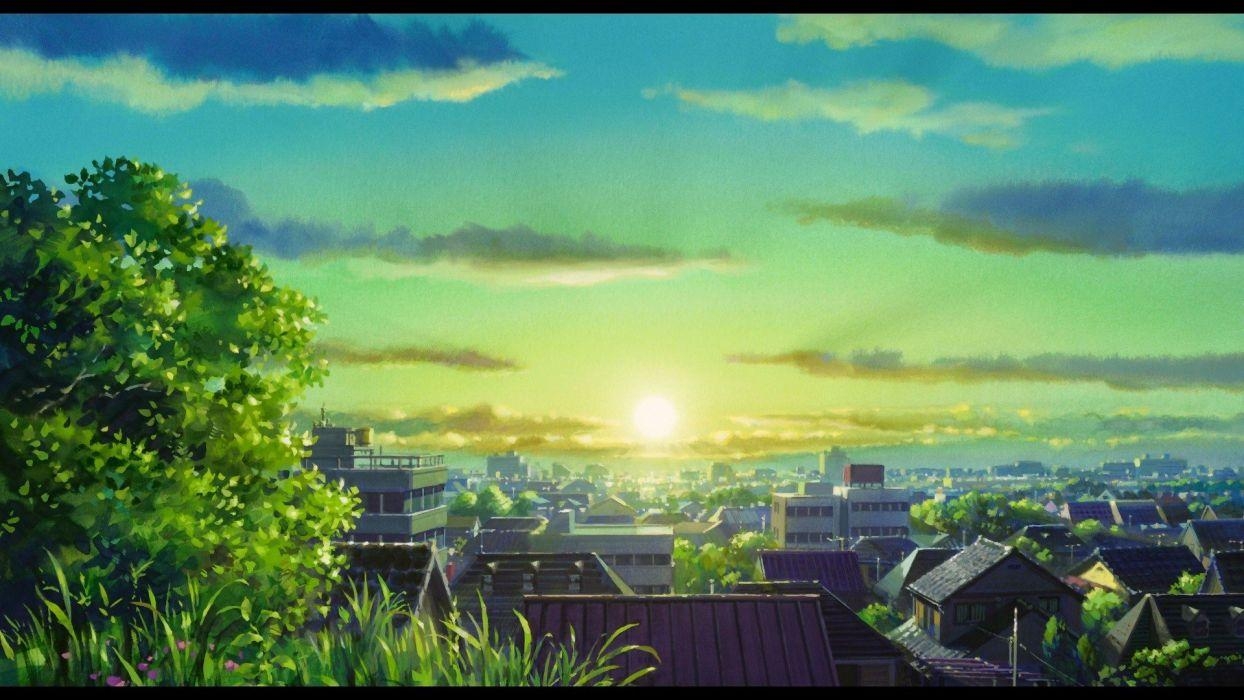 Sonne, Karigurashi, Anime, Stadtlandschaft, Ghibli, 1250x700 HD Desktop