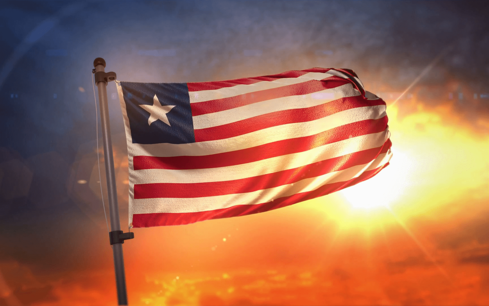 Liberia, Flagge, Sonnenaufgang, 4K, Animation, 1680x1050 HD Desktop