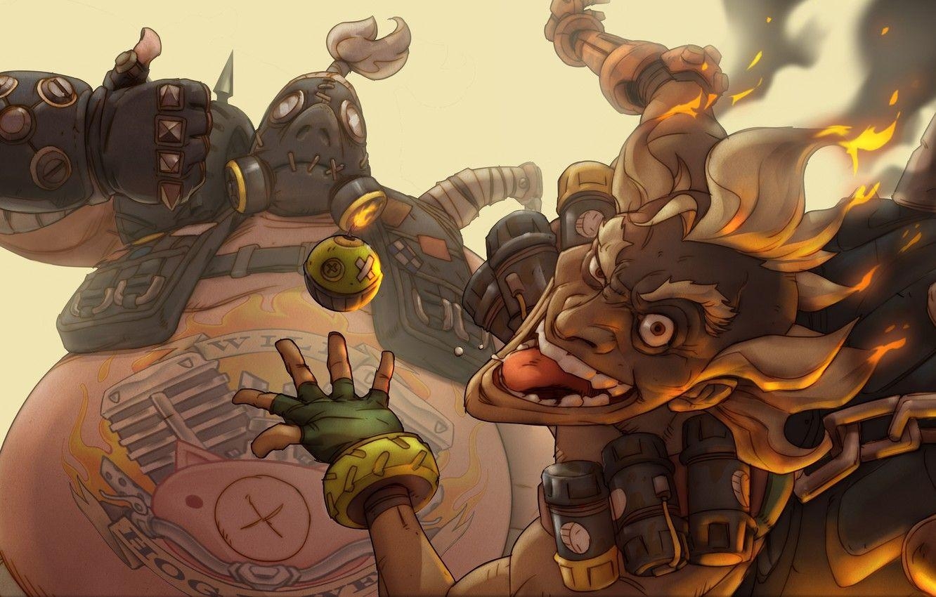 Junkrat, Freundschaft, Anarchie, Overwatch, Roadhog, 1340x850 HD Desktop