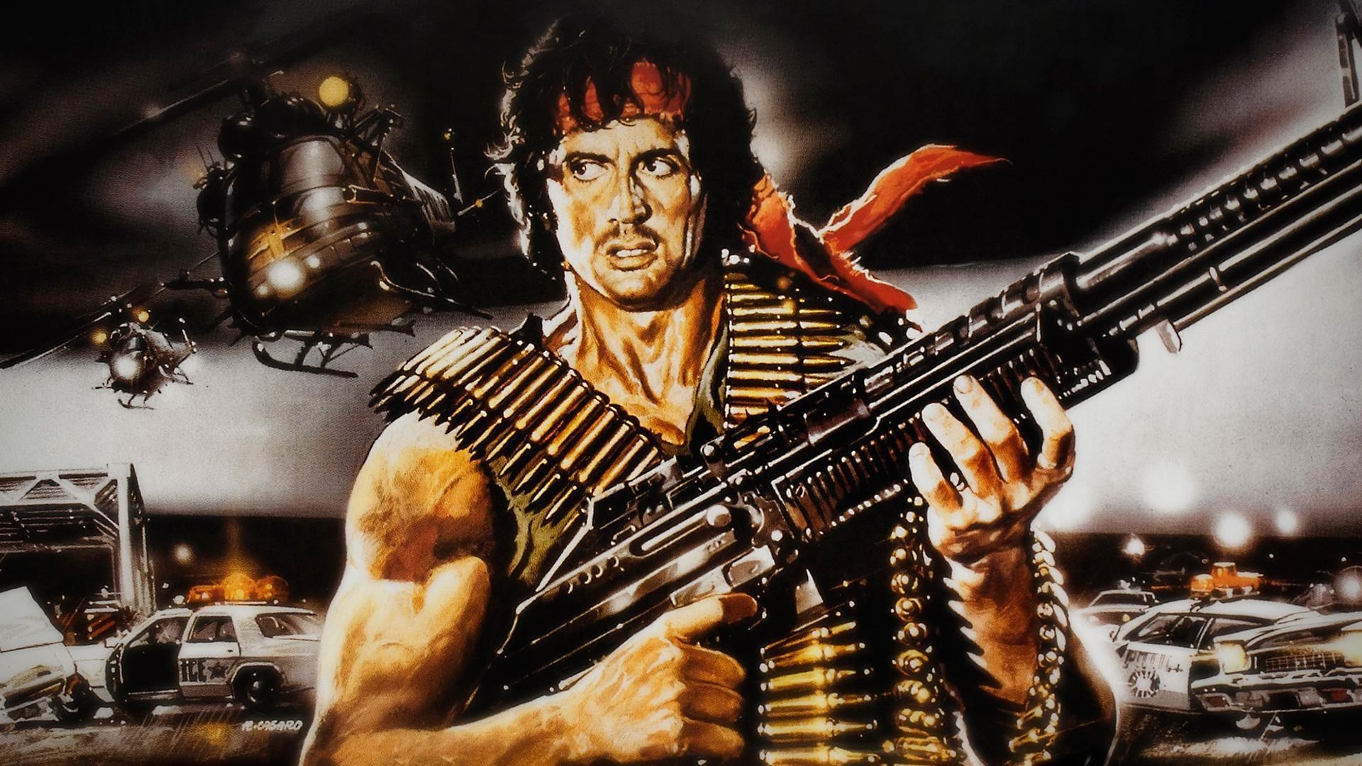 Rambo Maschinengewehre, Sylvester Stallone, Action, Filmikone, 1920x1080 Full HD Desktop