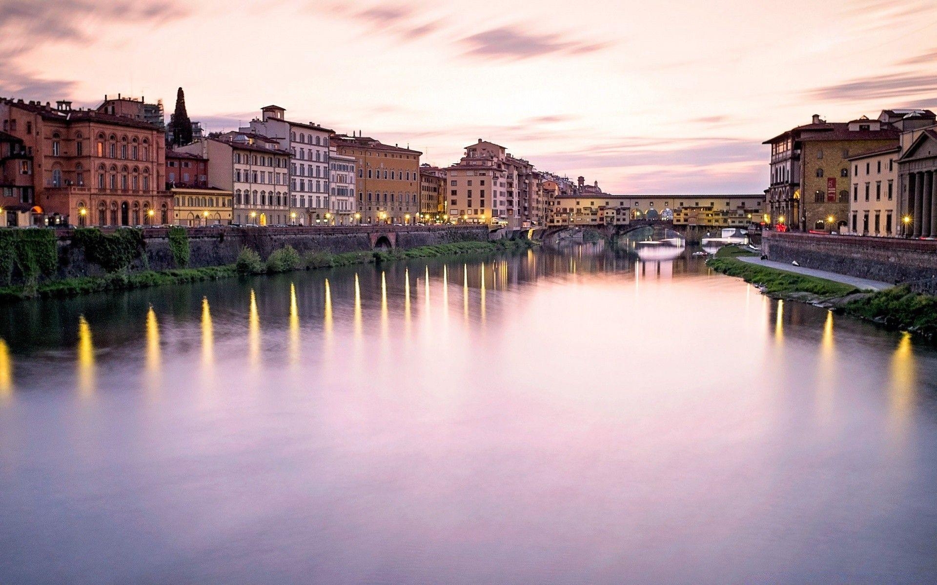 Ponte Vecchio, Sonnenuntergang, Florenz, Fotografie, Italien, 1920x1200 HD Desktop