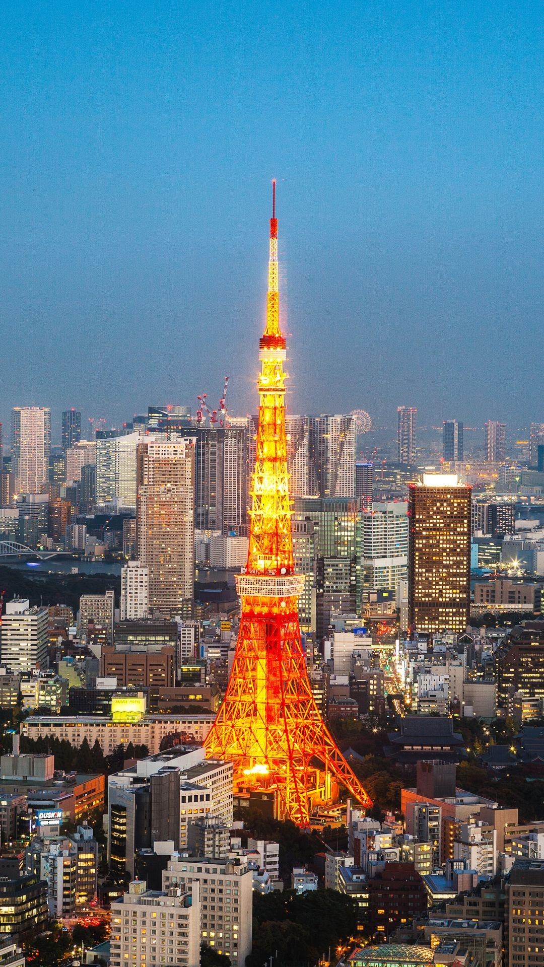 Künstlich, Tokyo Tower, Struktur, Japan, Nacht, 1080x1920 Full HD Handy