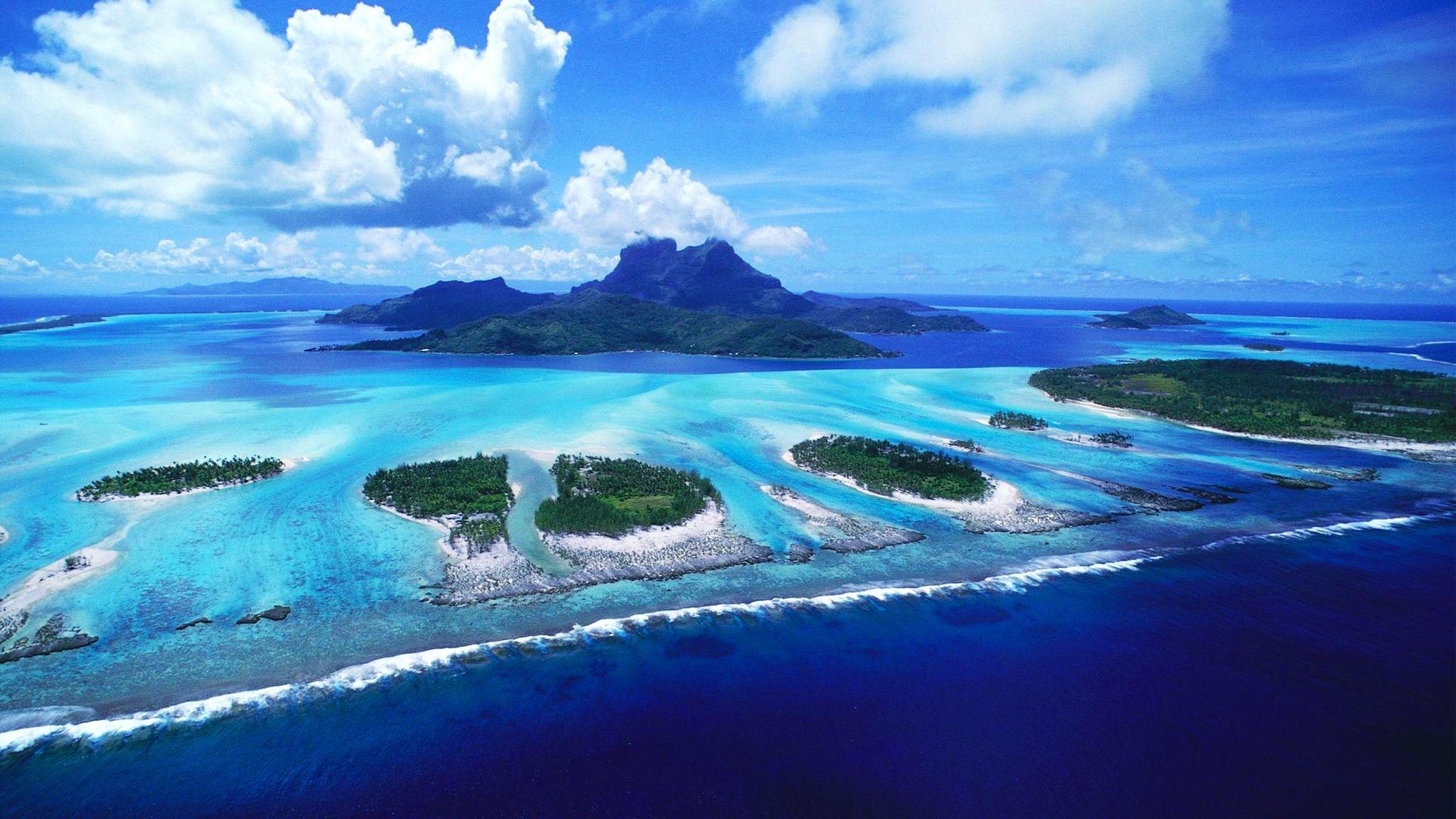 Riffe, Bora Bora, Strand, Bild, Pazifik, 2050x1160 HD Desktop