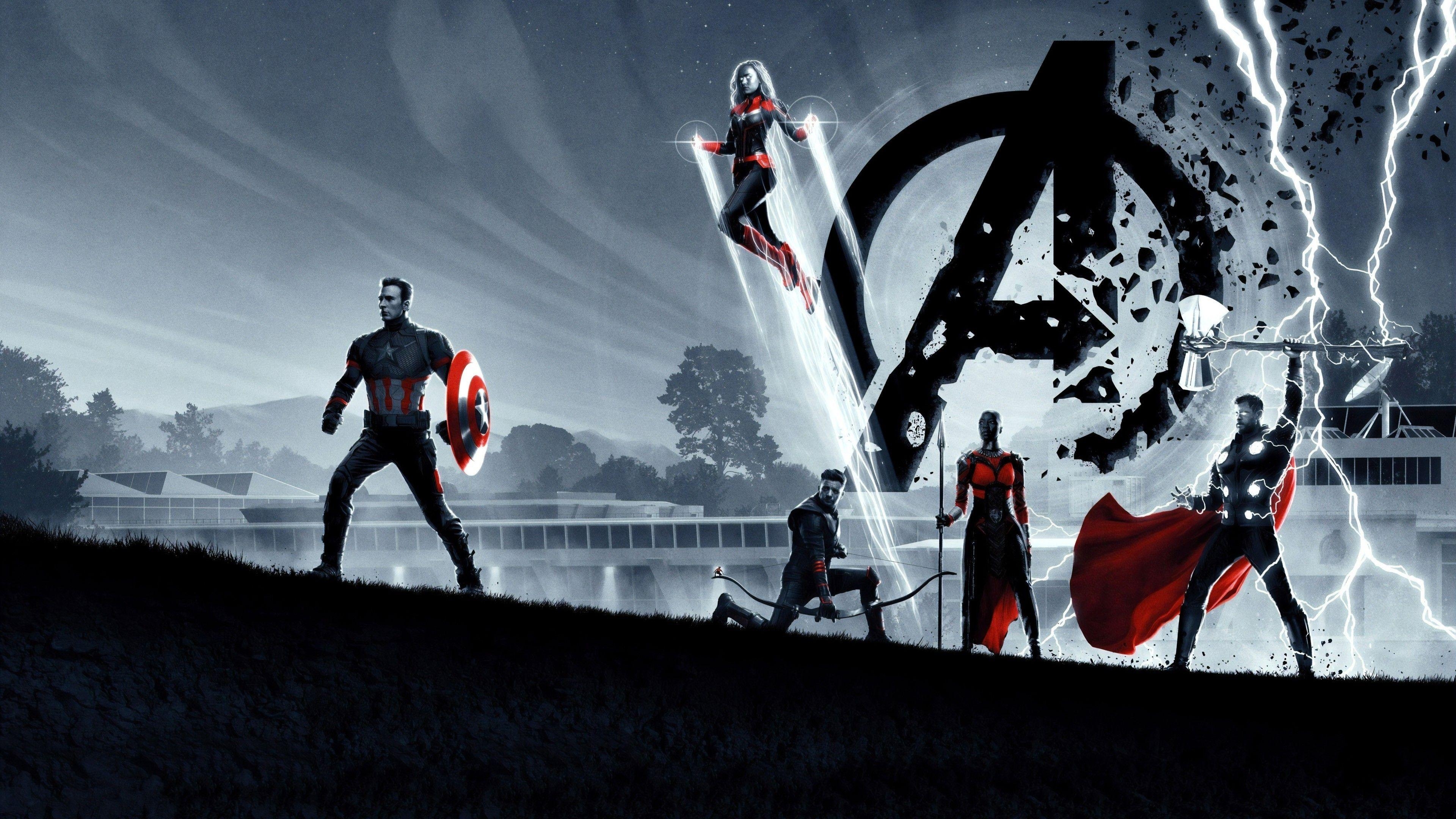 Avengers, Endgame, Thor, Hawkeye, Artwork, 3840x2160 4K Desktop