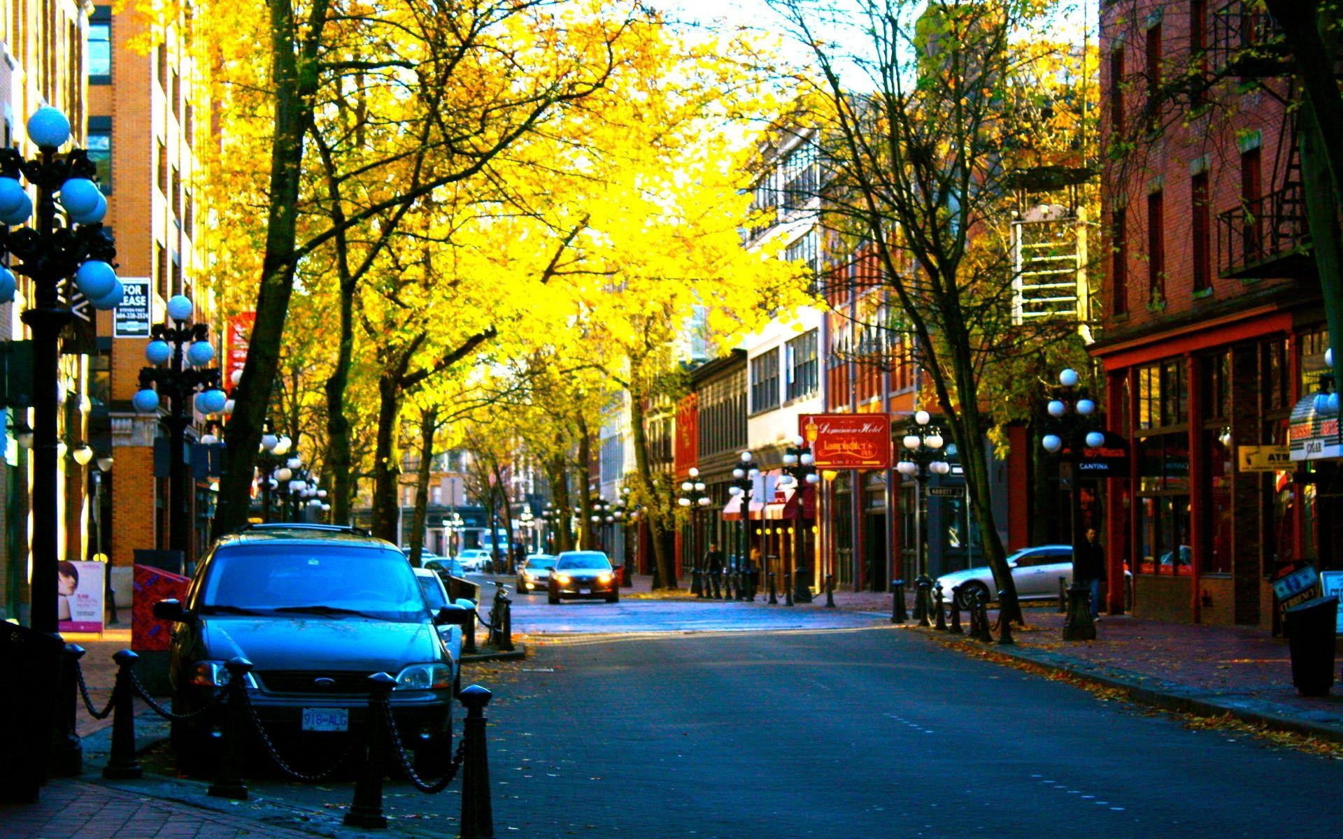 Herbst, Kanada, Vancouver, Abend, Straße, 1920x1200 HD Desktop