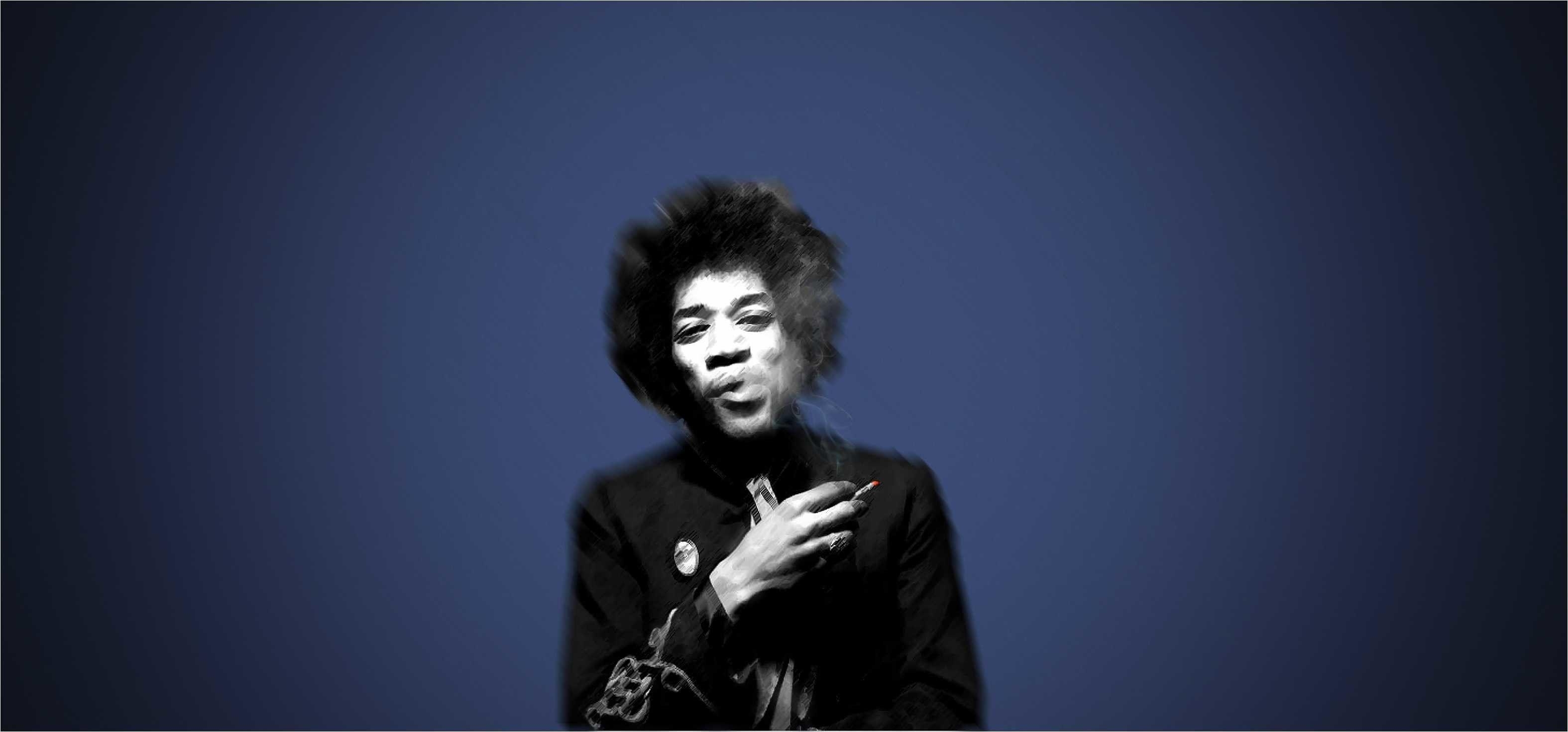 Jimi Hendrix, Gitarre, Rocklegende, Psychedelische Kunst, Musikikone, 3150x1480 Dual Screen Desktop