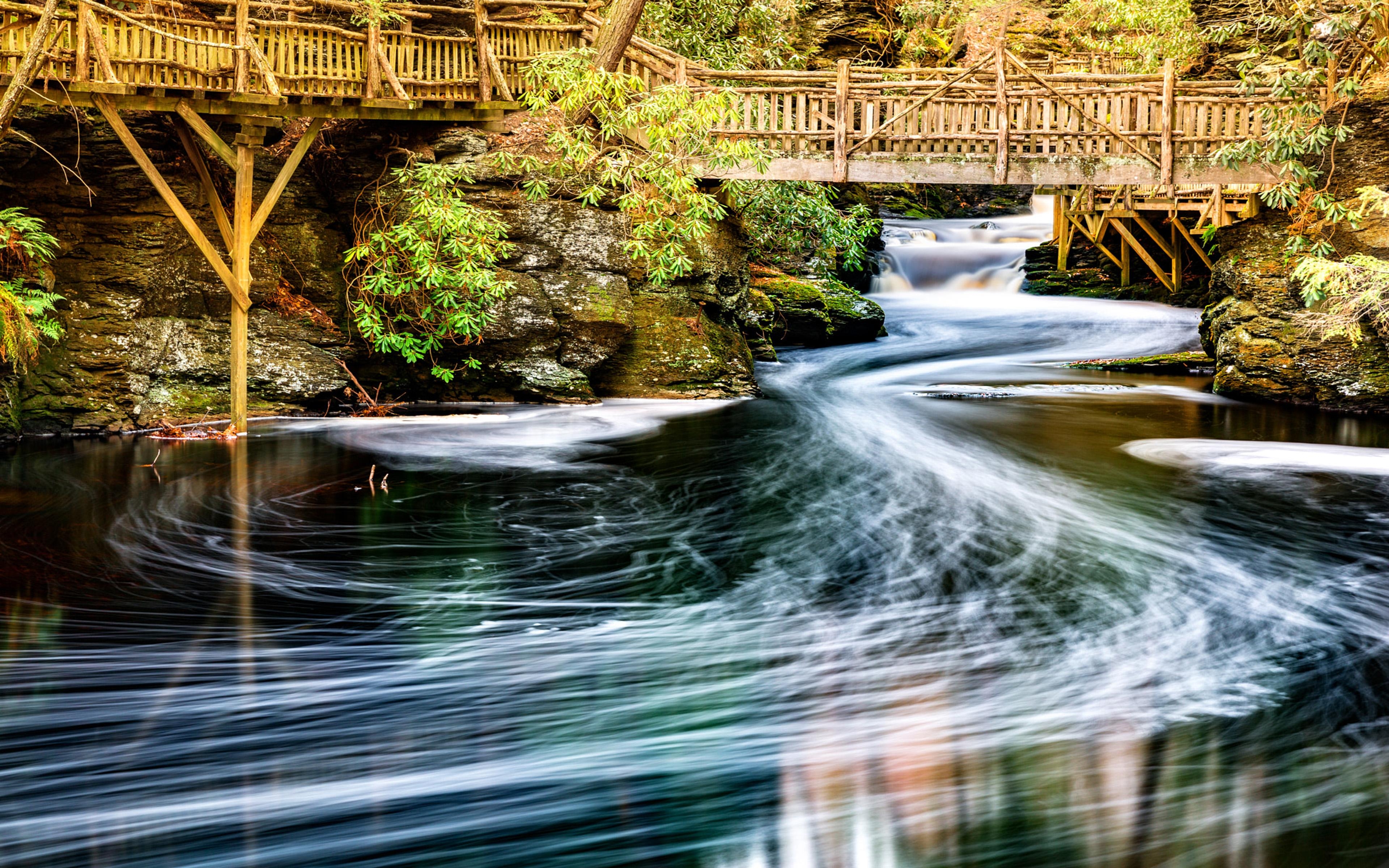 Bushkill Creek, Delaware-Fluss, Pennsylvania, USA, Landschaftsbild, 3840x2400 4K Desktop