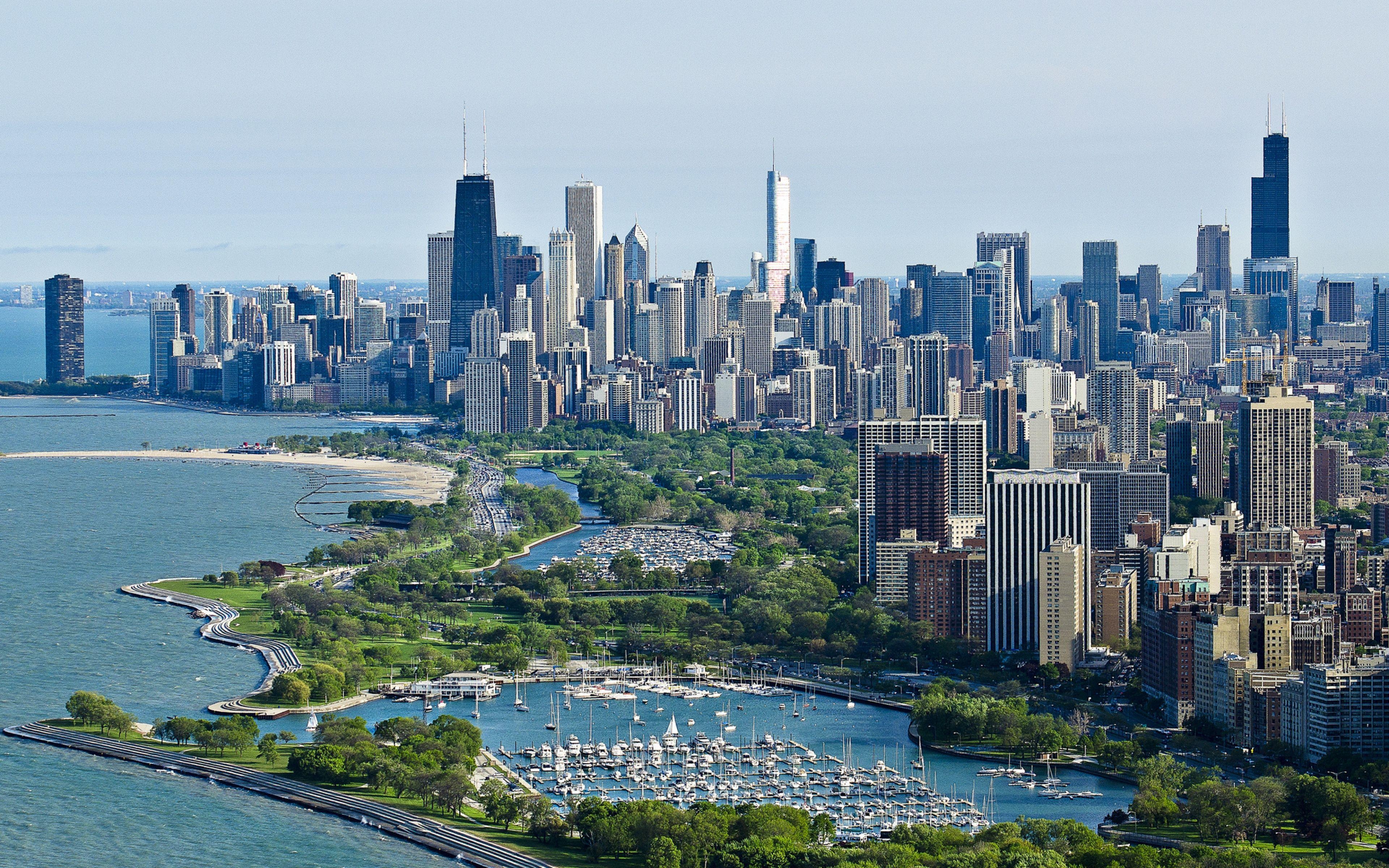 Chicago Android, Kostenlos, Hintergrund, Stadtsilhouette, Sehenswürdigkeiten, 3840x2400 4K Desktop