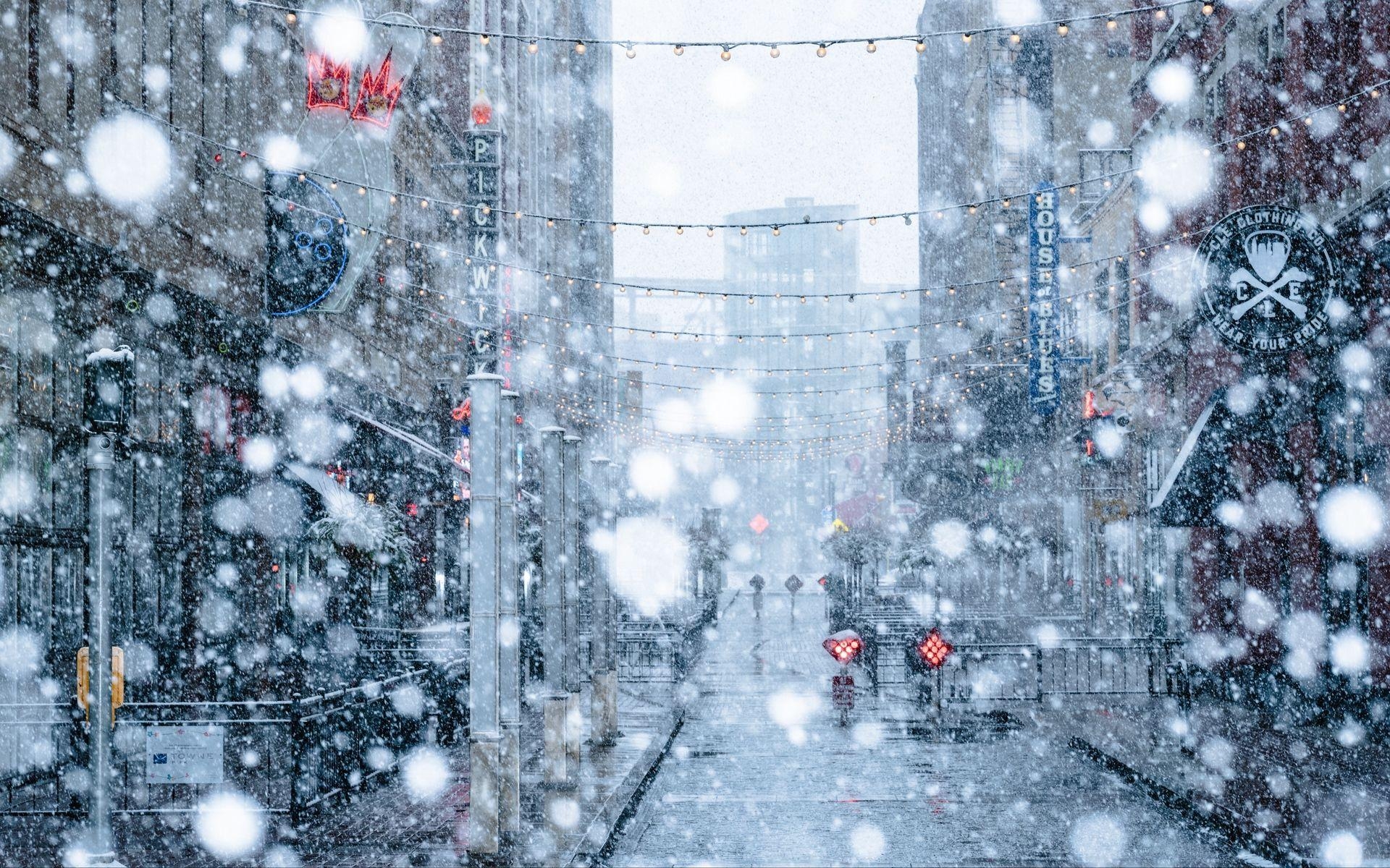 Schneefall Stadt, Straße, Download, 1920x1200 HD Desktop