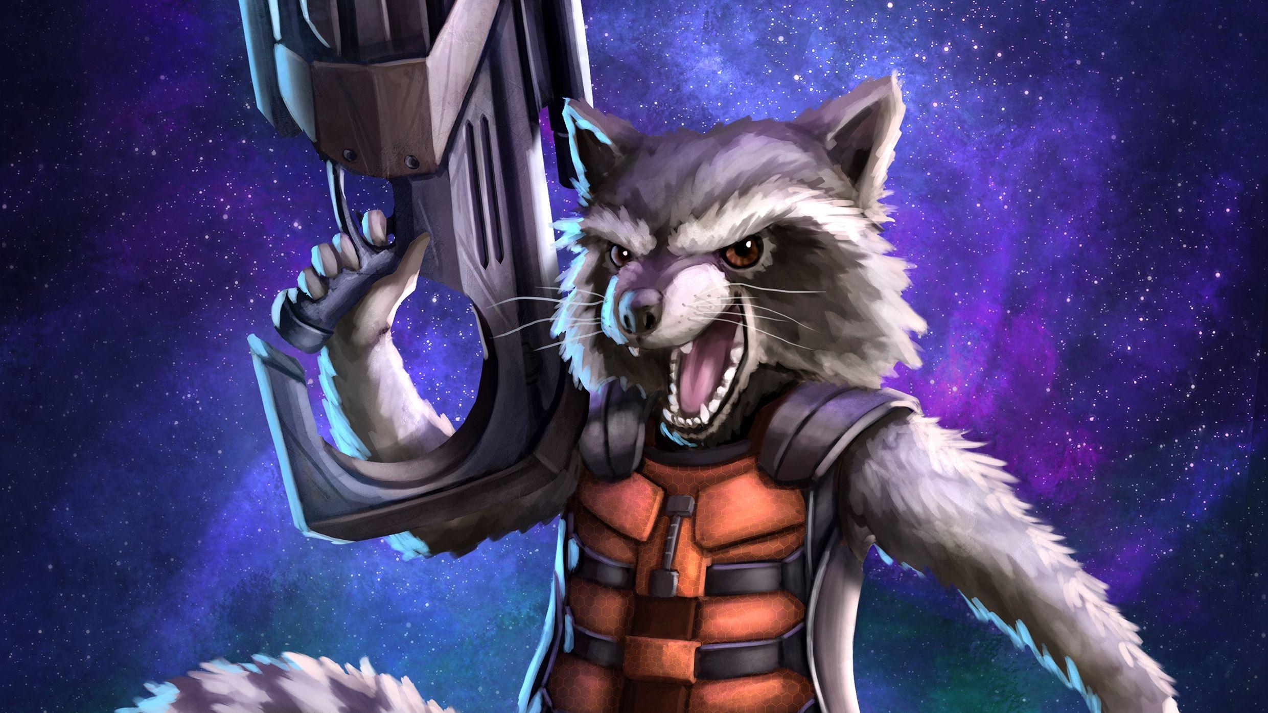 Rocket Raccoon, Kunst, HD, Superhelden, 4K, 2490x1400 HD Desktop