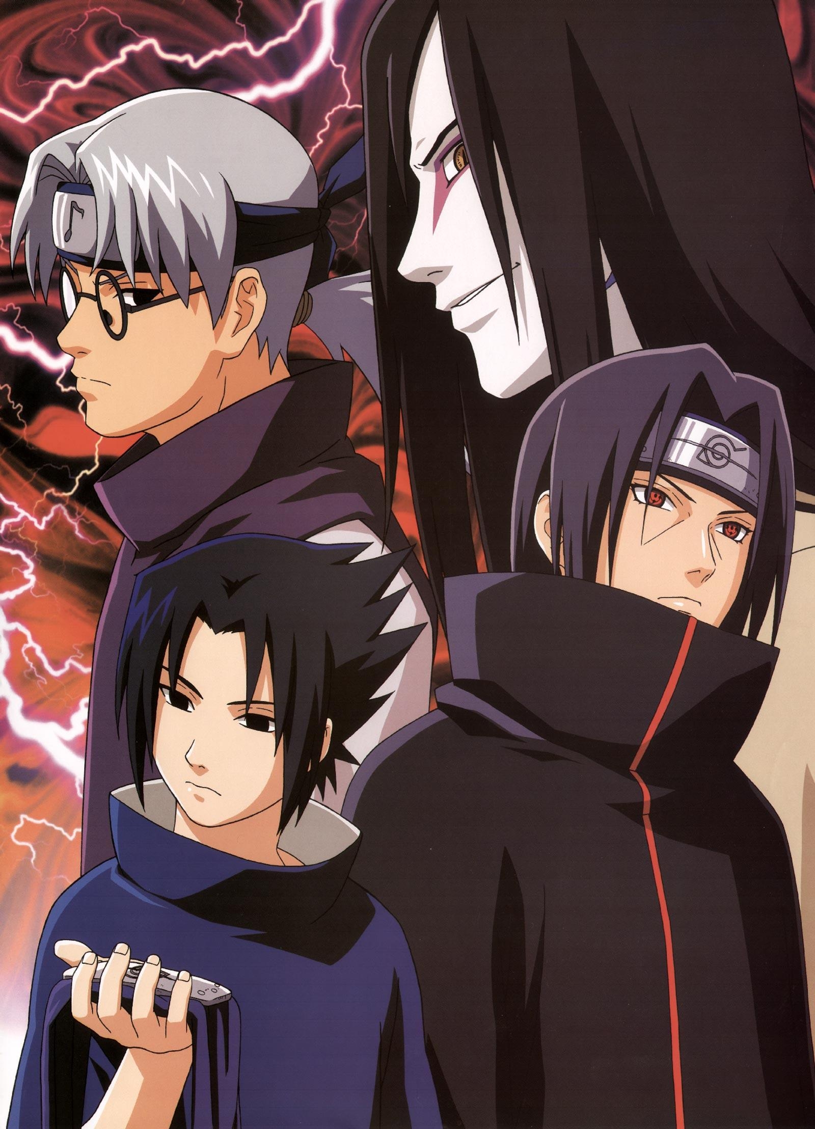 Kabuto Yakushi, Sasuke, Orochimaru, Itachi, 2005 Kalender, 1600x2220 HD Handy