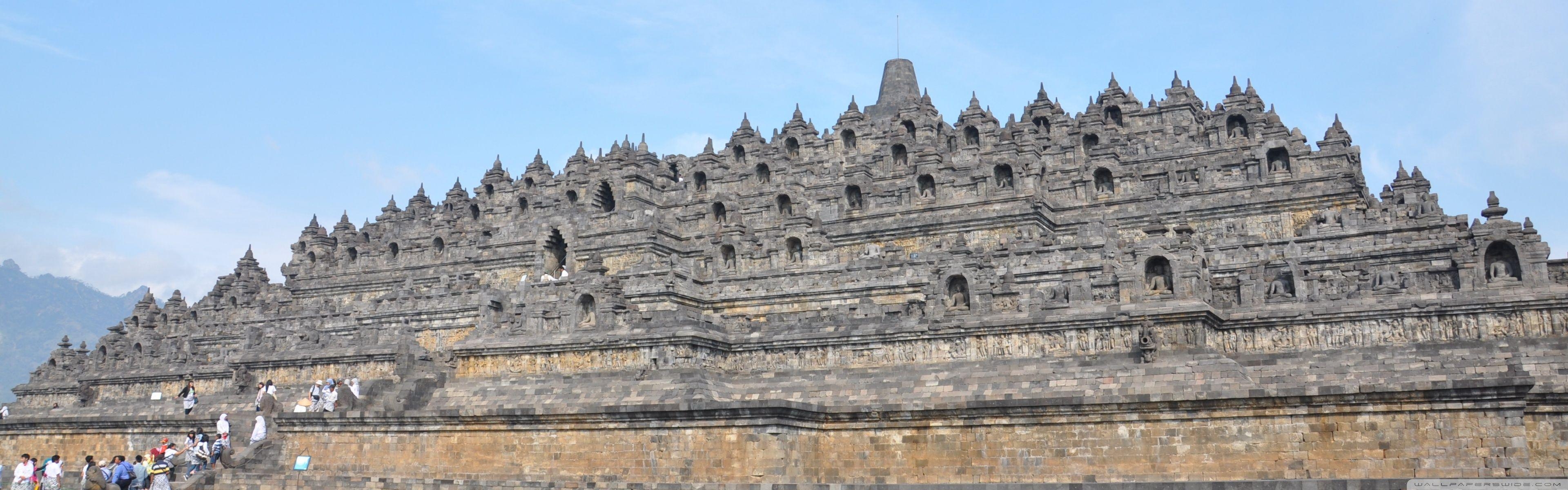 Borobudur, Indonesien, Buddhismus, Kultur, Tempel, 3840x1200 Dual Screen Desktop