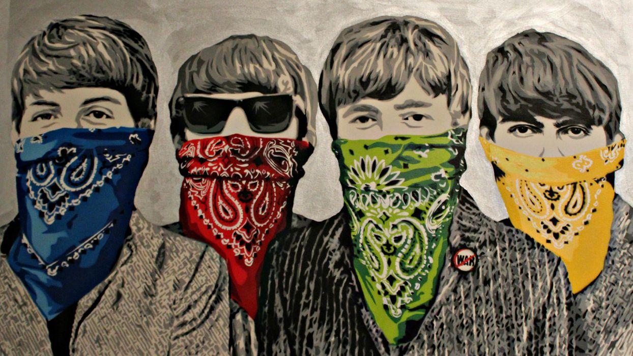 Banksy, Beatles, Bandanna, Graffiti, Street Art, 1250x700 HD Desktop