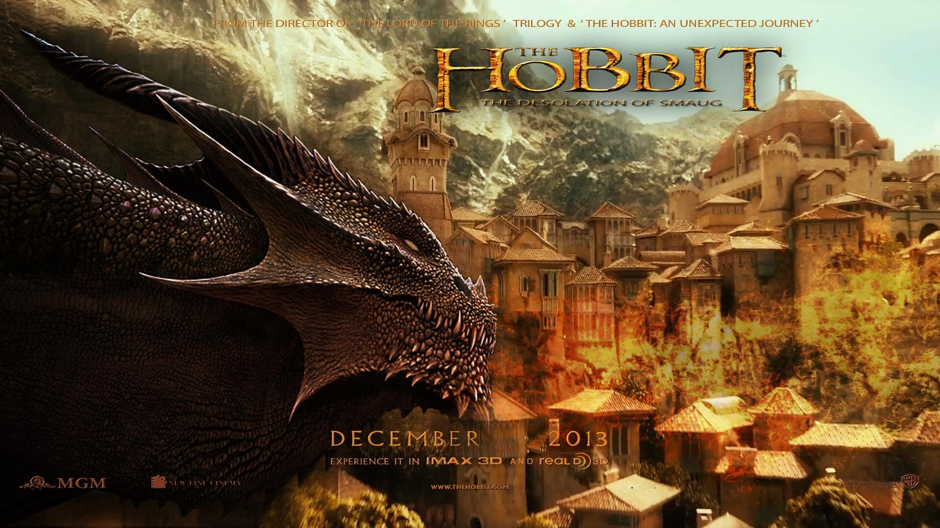 Smaug, Hobbit 2, Zerstörung, Film, Drache, 1920x1080 Full HD Desktop