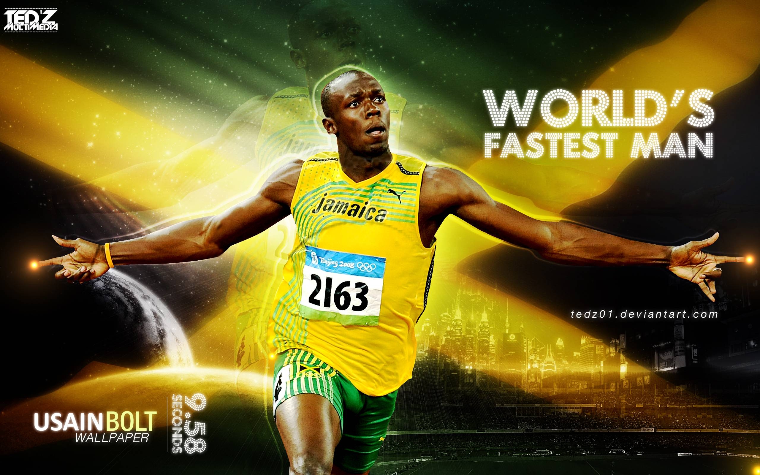 Usain Bolt, Jamaika, Sprint, Olympiasieger, Geschwindigkeit, 2560x1600 HD Desktop