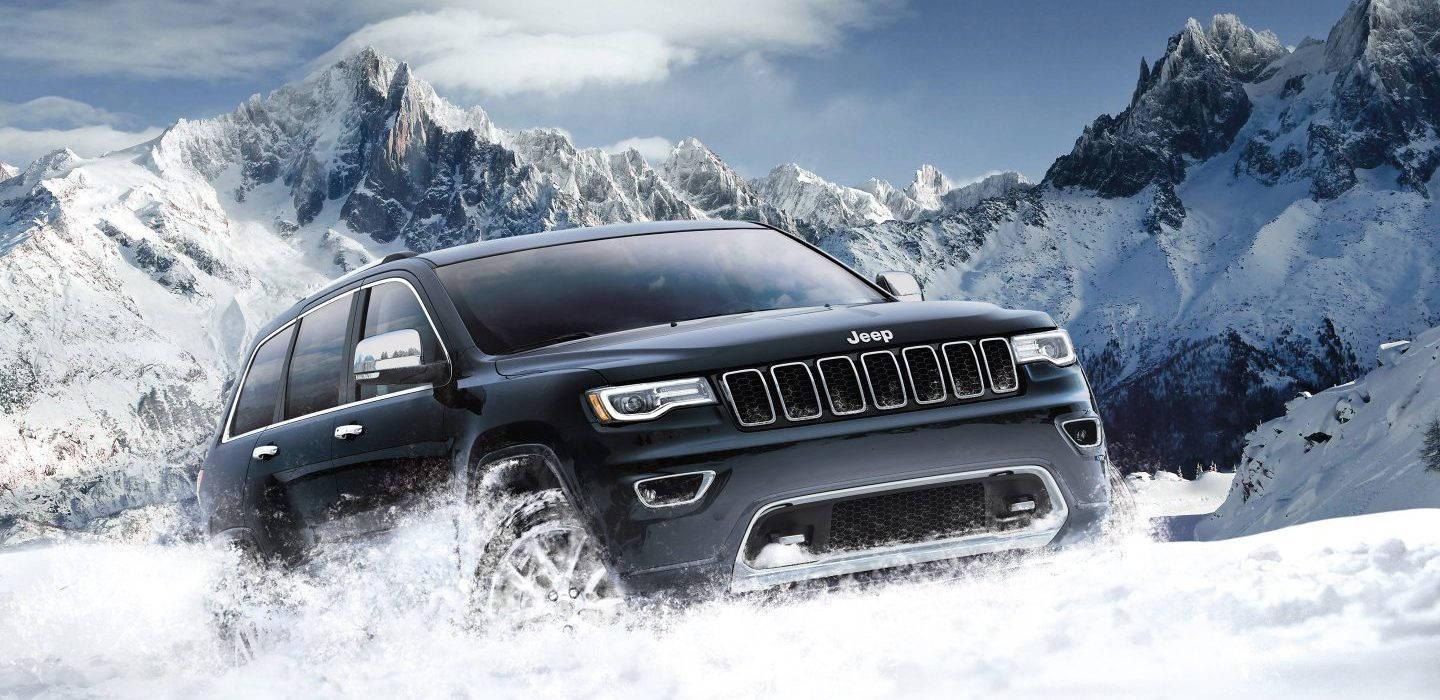 Jeep Grand Cherokee, Geländewagen, Offroad, Schnee, 4K UHD, 1440x700 Dual Screen Desktop