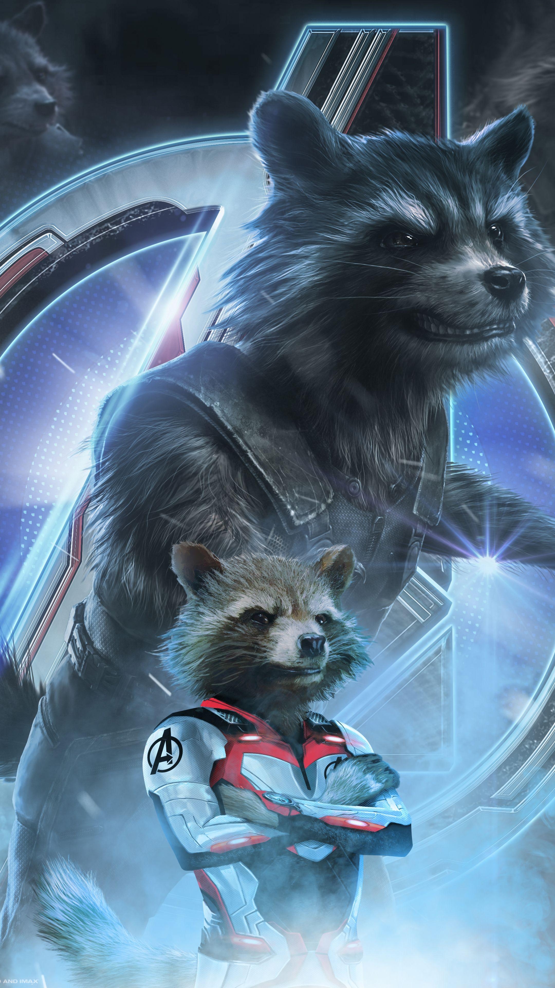 Rocket Raccoon, Avengers Endgame, Poster, Sony, Kunst, 2160x3840 4K Handy